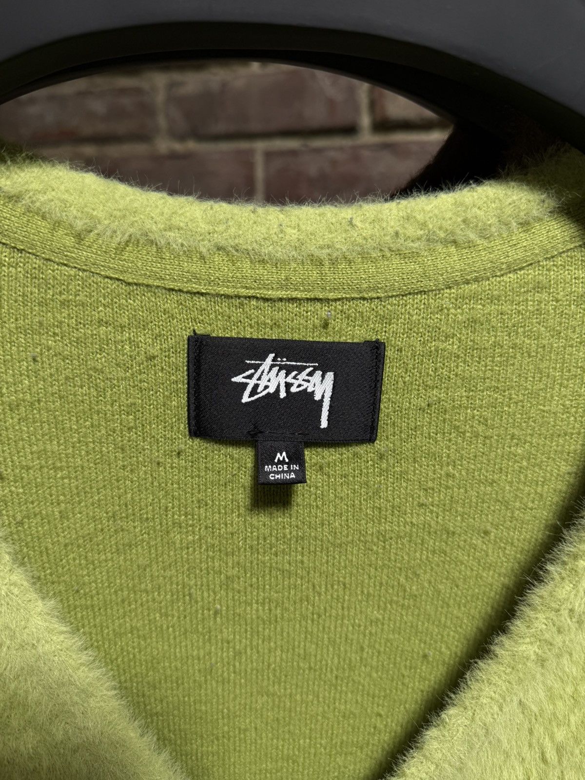 Stussy Stussy Lime Green Shaggy Cardigan Size US M / EU 48-50 / 2 - 3 Thumbnail