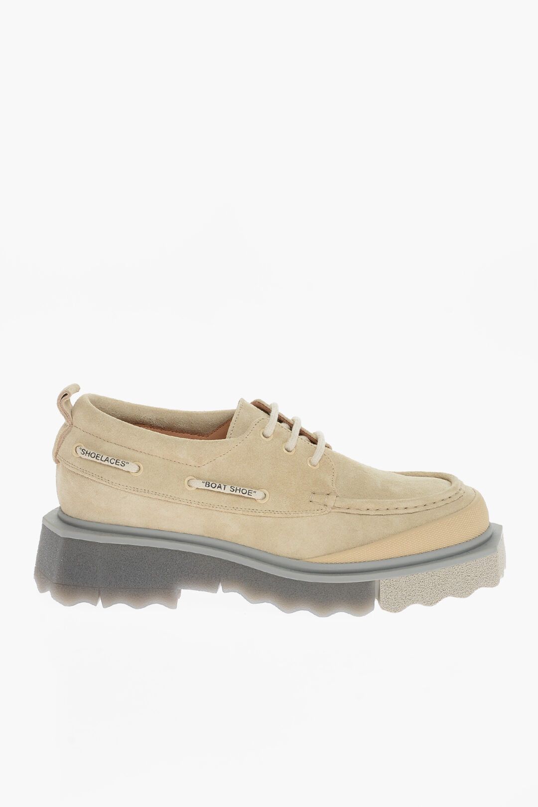 image of Off White Og1Mm0424 Suede Leather Boatshoe Low-Top Sneakers In Beige, Men's (Size 7)