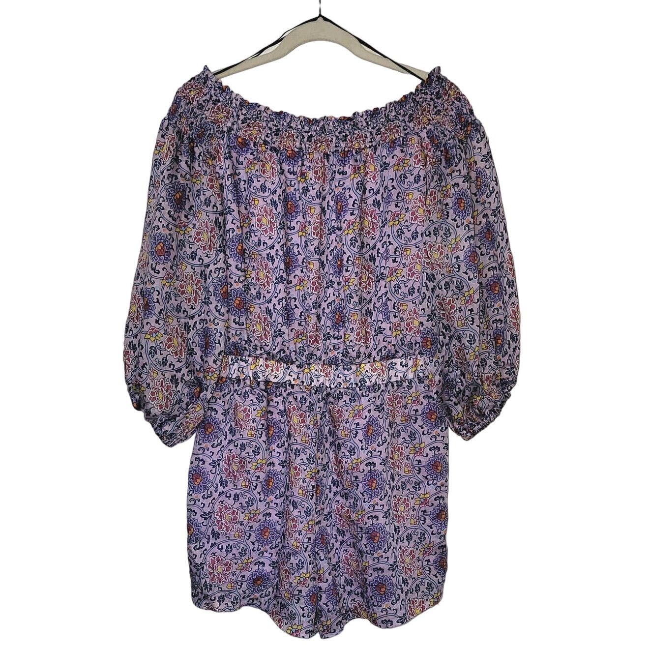 Anthropologie Anthropologie Traffic People Off-The-Shoulder Romper Lilac Size 28" / US 6 / IT 42 - 4 Thumbnail