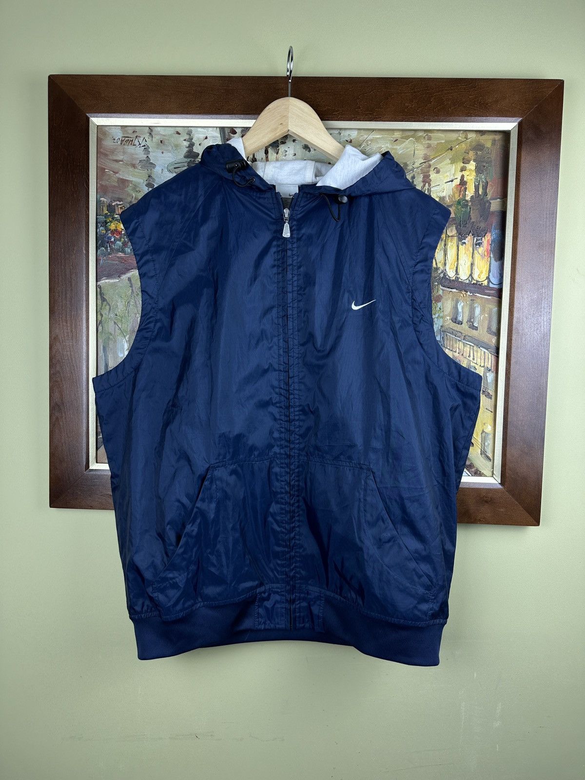 Nike × Vintage Vintage Nike 2000s silver tag navy track vest jacket Size US L / EU 52-54 / 3 - 1 Thumbnail