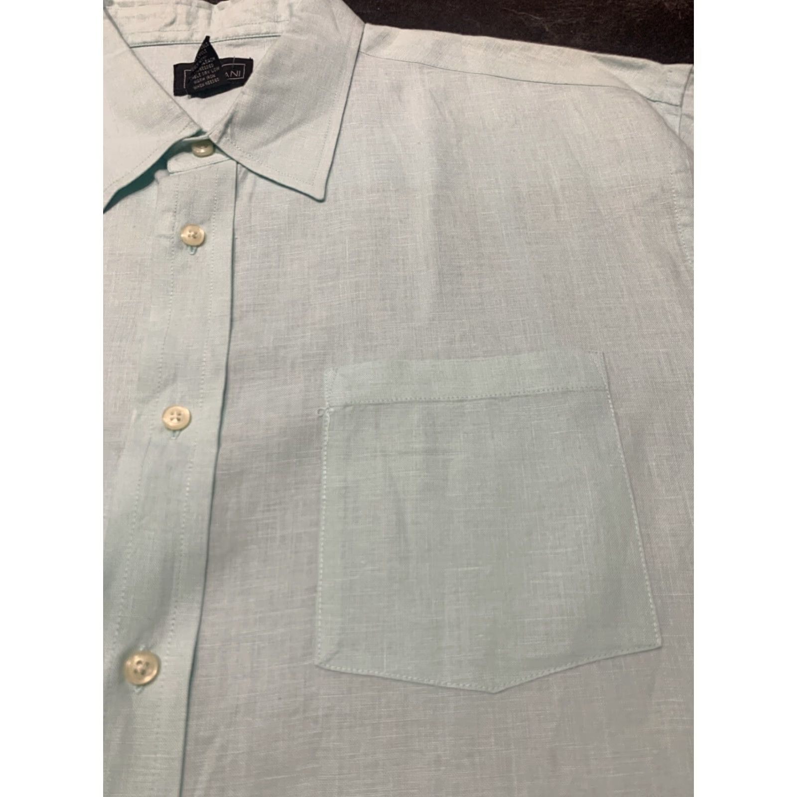 Vintage VINTAGE Cezani Linen Button-Up Shirt Mint Green XL Short Sleeve Mens Size US XL / EU 56 / 4 - 3 Thumbnail