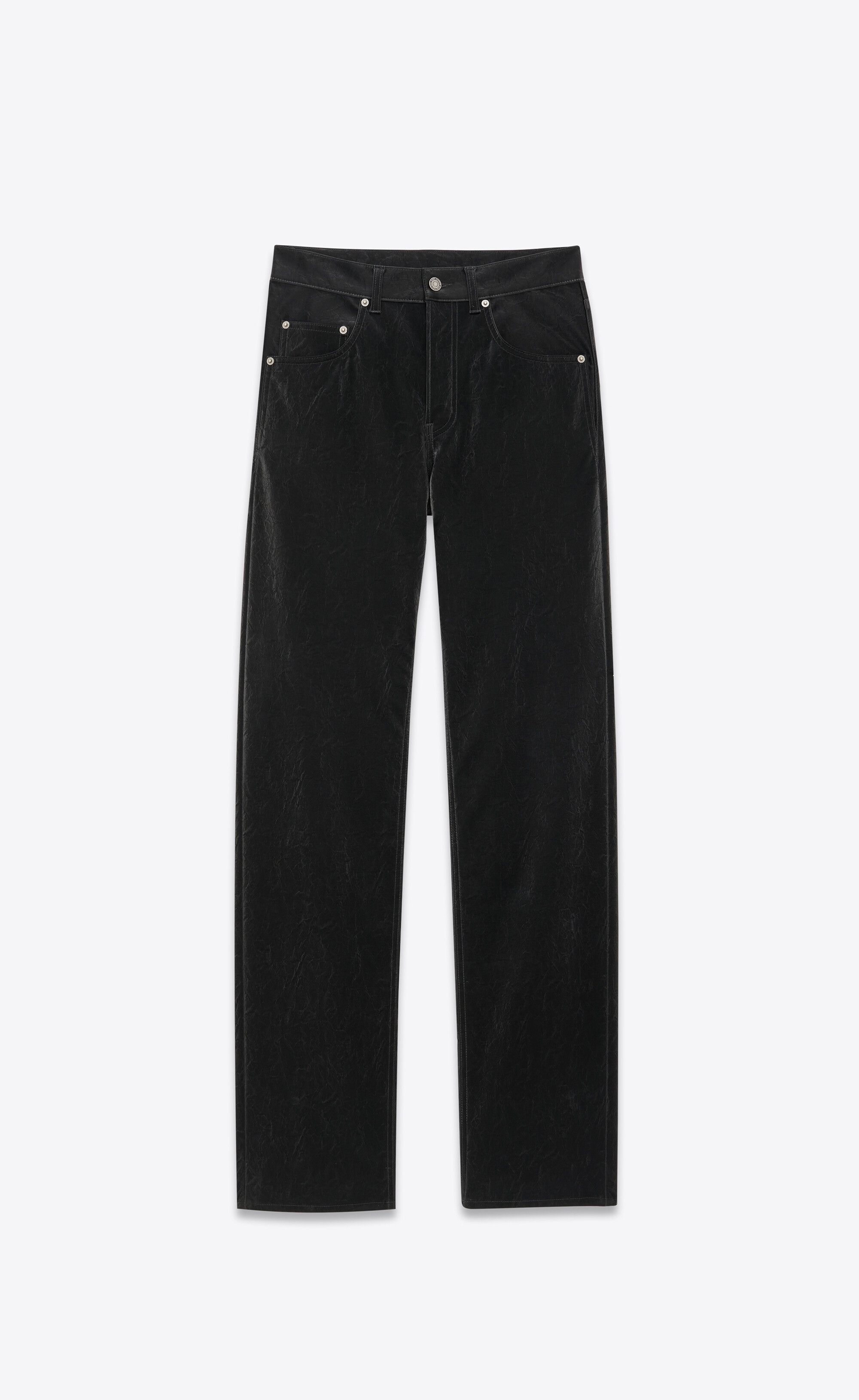 Saint Laurent Paris o1s1wg111124 Long Extreme Baggy Jeans in Crinkle in Black Size 28" / US 6 / IT 42 - 1 Thumbnail