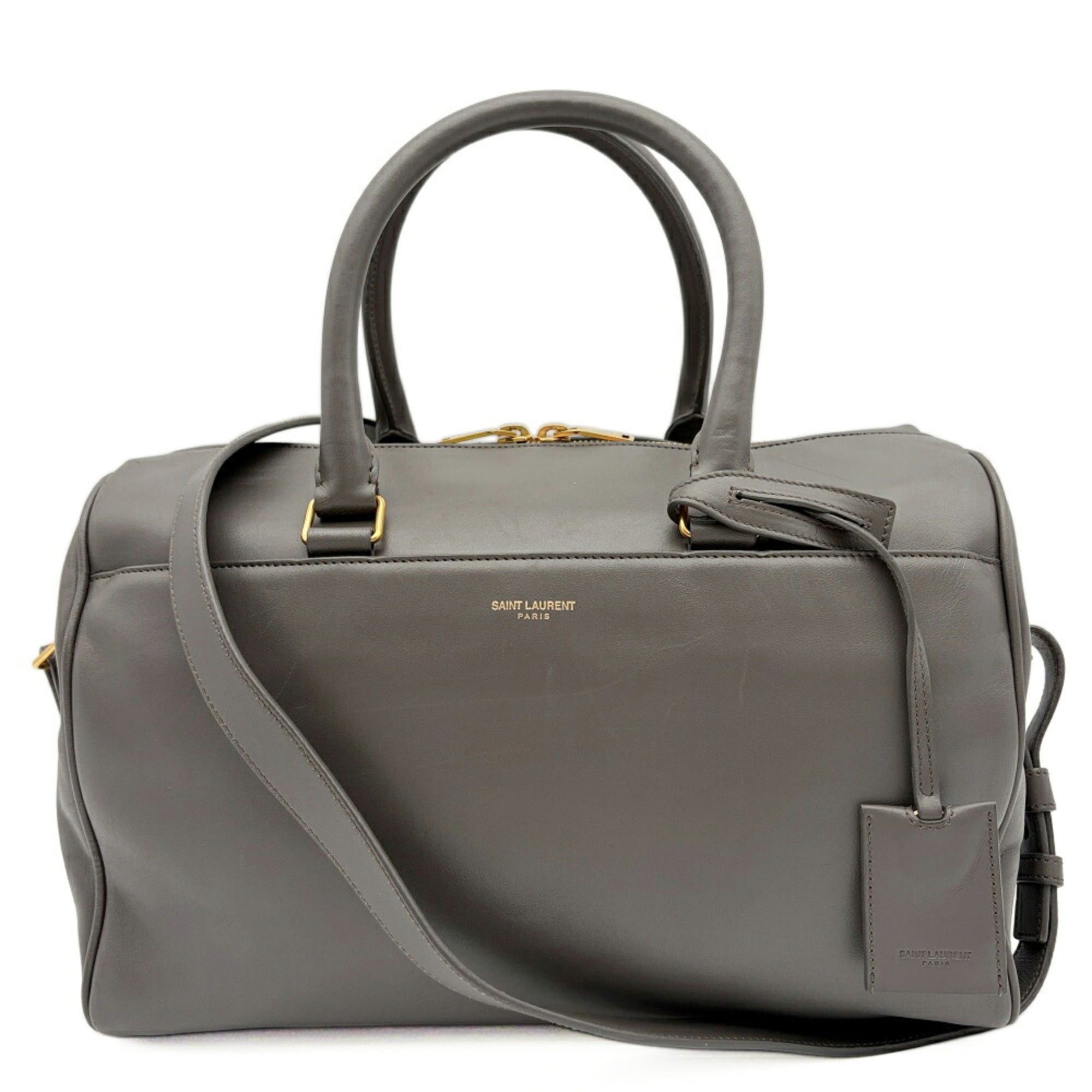 Saint Laurent Paris Saint Laurent Women's Bag, Shoulder 2-way Classic Duffle 6 322049, Leather, Gray, Mini Boston Bag Size ONE SIZE - 1 Thumbnail