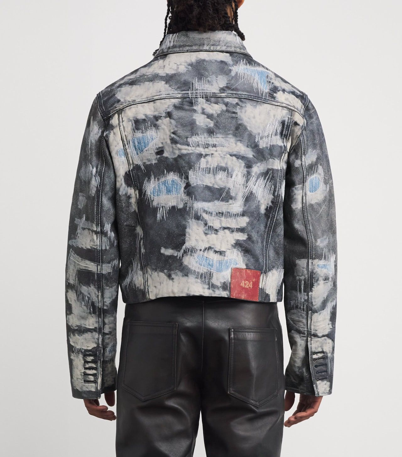 424 Trompe-l'oeil Denim-Effect Leather Trucker Jacket Blue Size US L / EU 52-54 / 3 - 5 Thumbnail