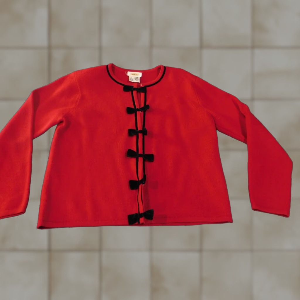 Talbots Talbots Sweater Medium red womens cardigan wool button knit business casual Size M / US 6-8 / IT 42-44 - 1 Thumbnail