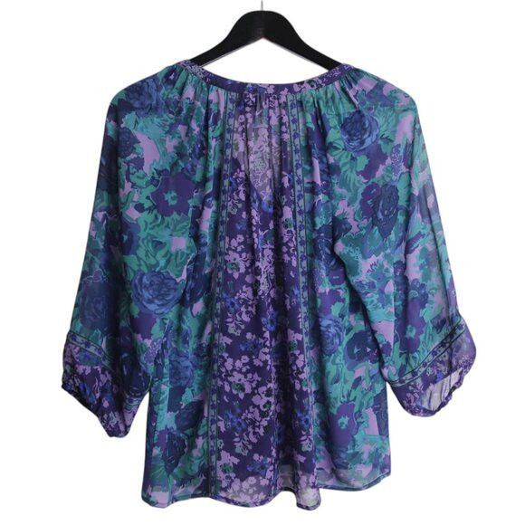 Joie Joie 100% Silk Floral Multicolor Long Sleeve Blouse Size XS Size XS / US 0-2 / IT 36-38 - 5 Thumbnail