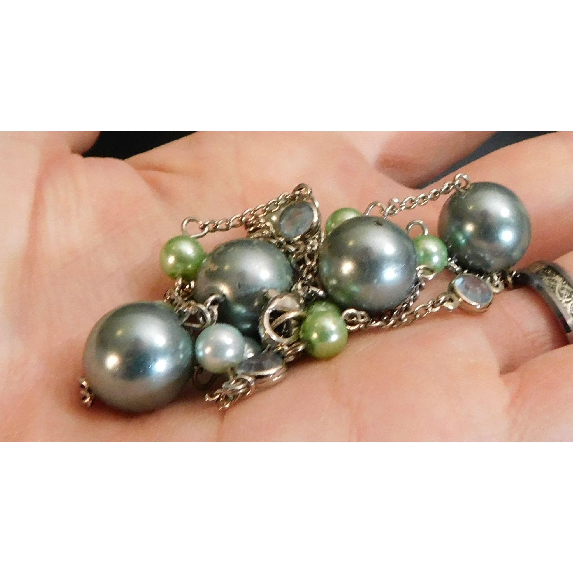 Other Mermaidcore Blue And Green Faux Pearl Station Necklace Size ONE SIZE - 4 Thumbnail