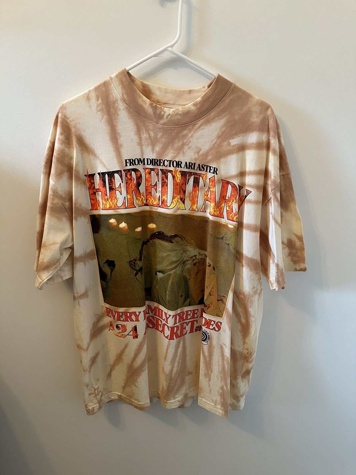image of A24 x Online Ceramics Hereditary “Family Secret” Tee in Tan Tie Dye, Men's (Size Large)
