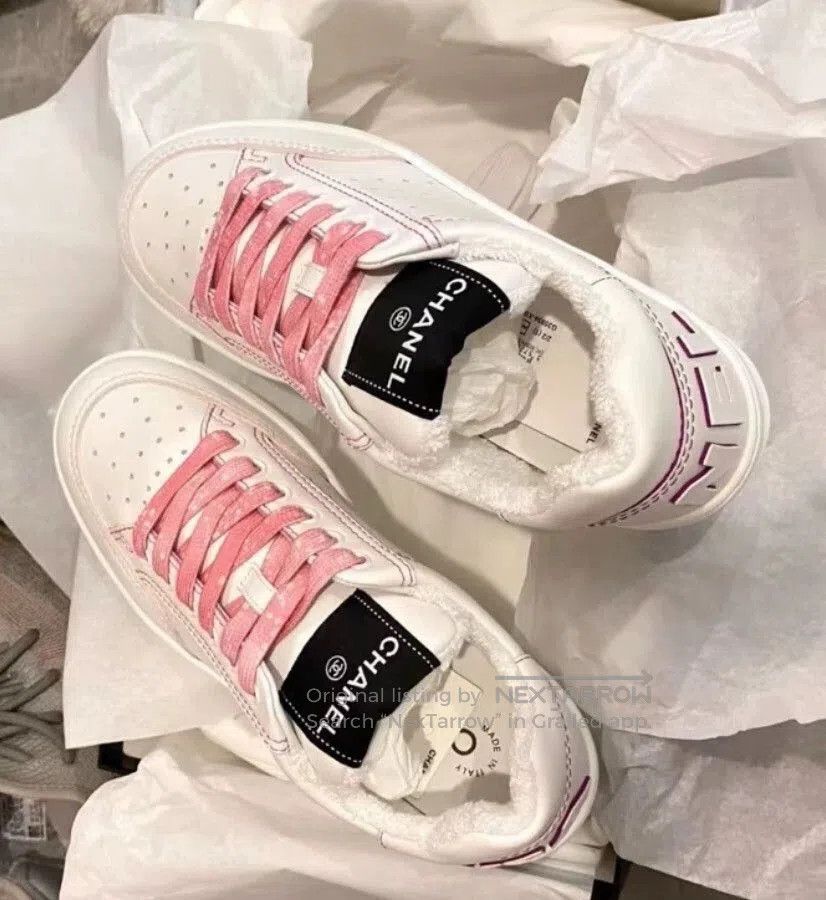 Chanel Chanel Low-Top Pink White Sneakers. Size US 7 / EU 40 - 8 Thumbnail