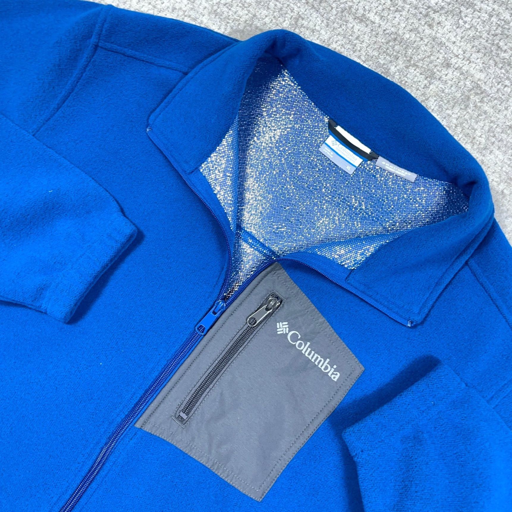 Vintage Columbia Jacket Men XL Royal Blue Fleece Omni Heat Thermal Lined Full Zip Adult Jacket Size US XL / EU 56 / 4 - 3 Thumbnail