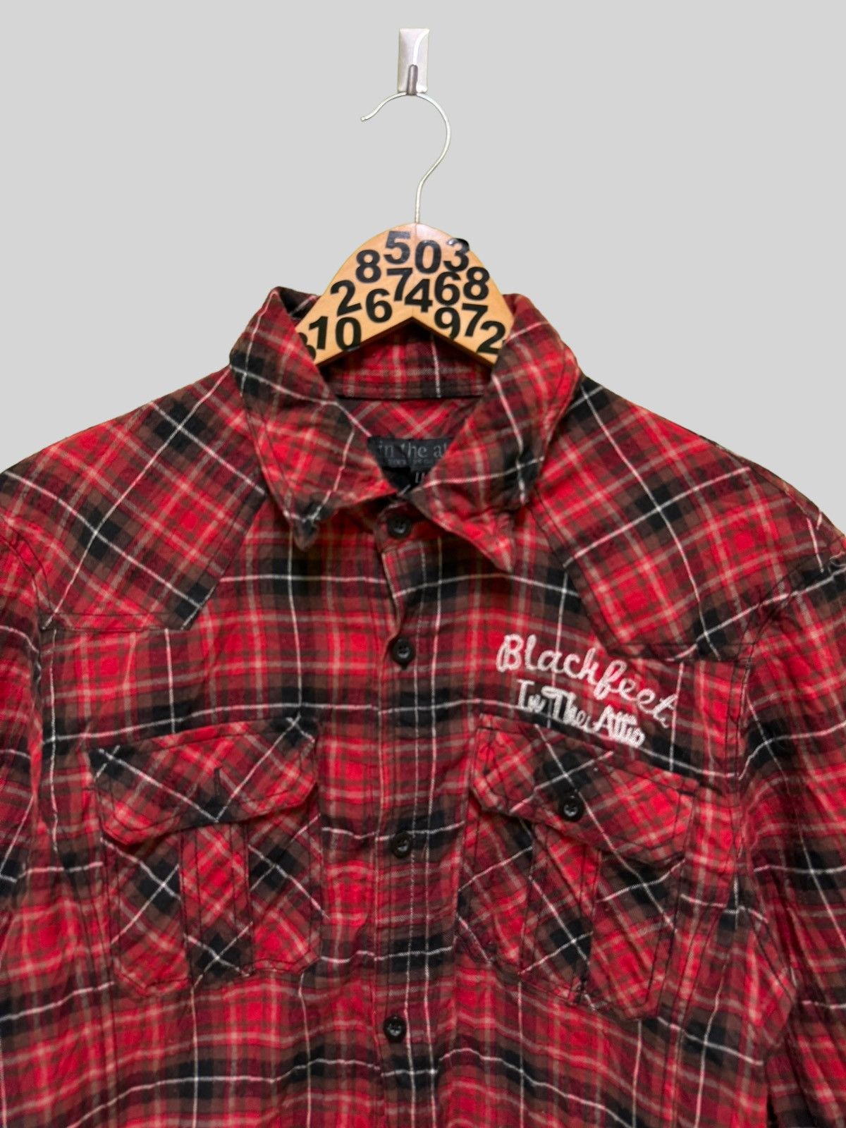 In The Attic Vintage In The Attic Tartan Plaid Embroidery Flannel Size US M / EU 48-50 / 2 - 3 Thumbnail
