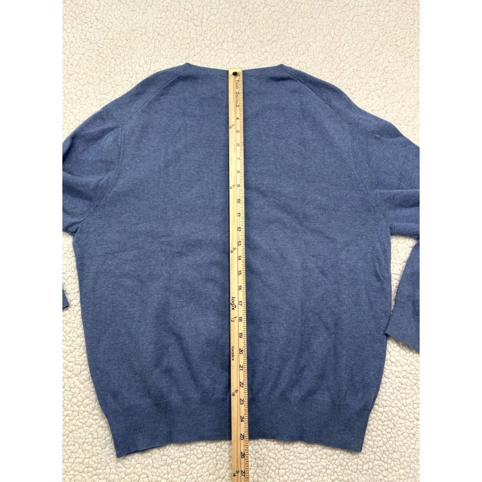 Ralph Lauren VINTAGE Ralph Lauren Polo Mens XL V-Neck Sweater Blue Pima Cotton Knit Red Pony Size US XL / EU 56 / 4 - 5 Thumbnail