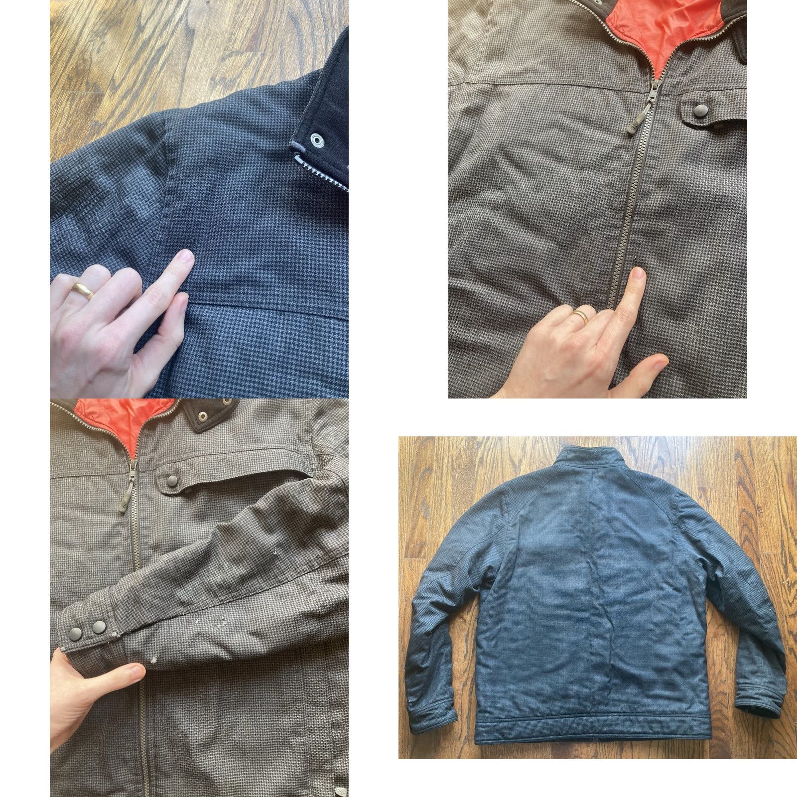 Vintage Ibex Wool Jacket Mens Large Houndstooth Puffer Gray Insulated Full Zip Lined Size US L / EU 52-54 / 3 - 8 Thumbnail