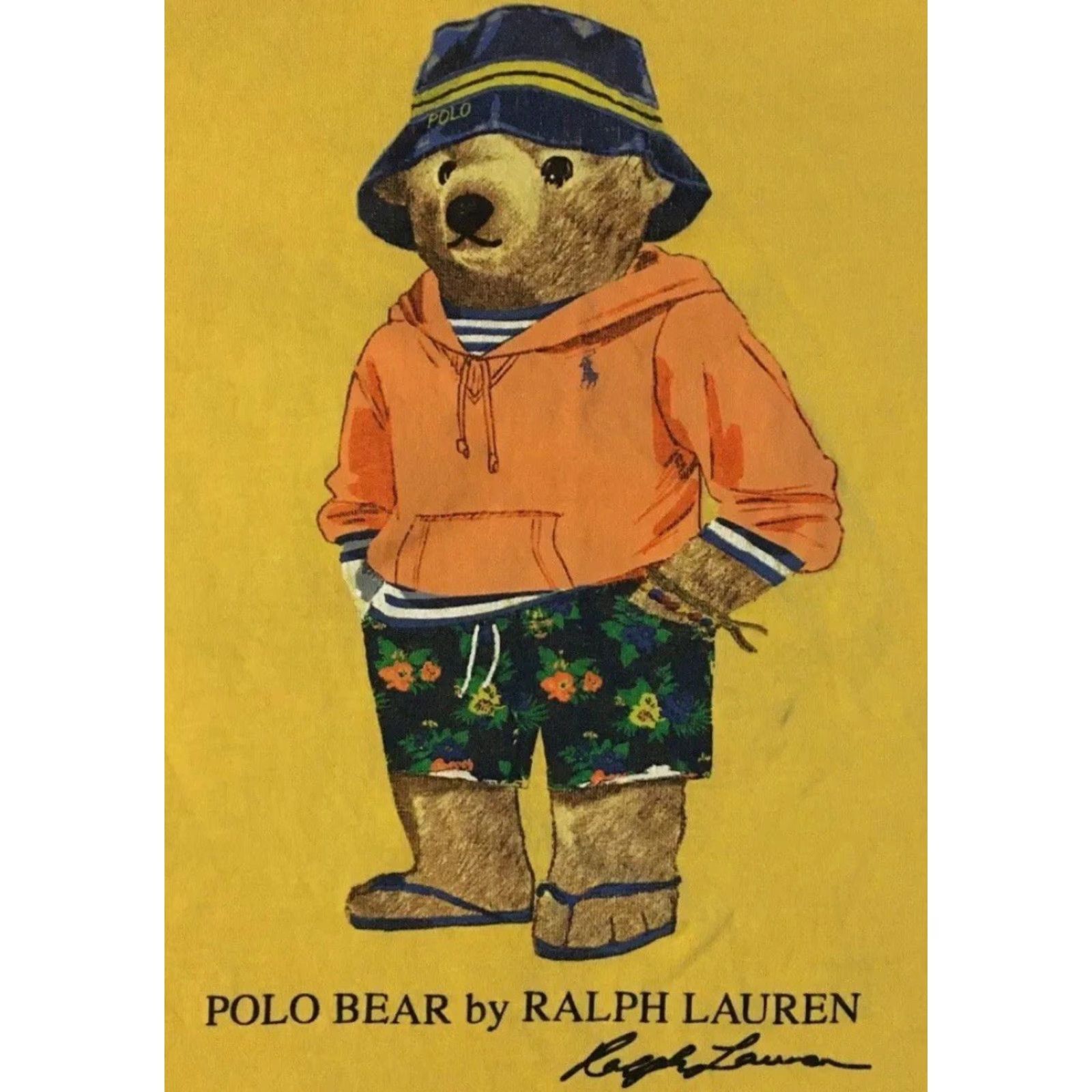 Polo Ralph Lauren VINTAGE Polo Ralph Lauren Faded Bear Shirt S Sport Sailing Nautical Hip Hop Flag 90s Shirt Mens Yellow Size US S / EU 44-46 / 1 - 2 Thumbnail