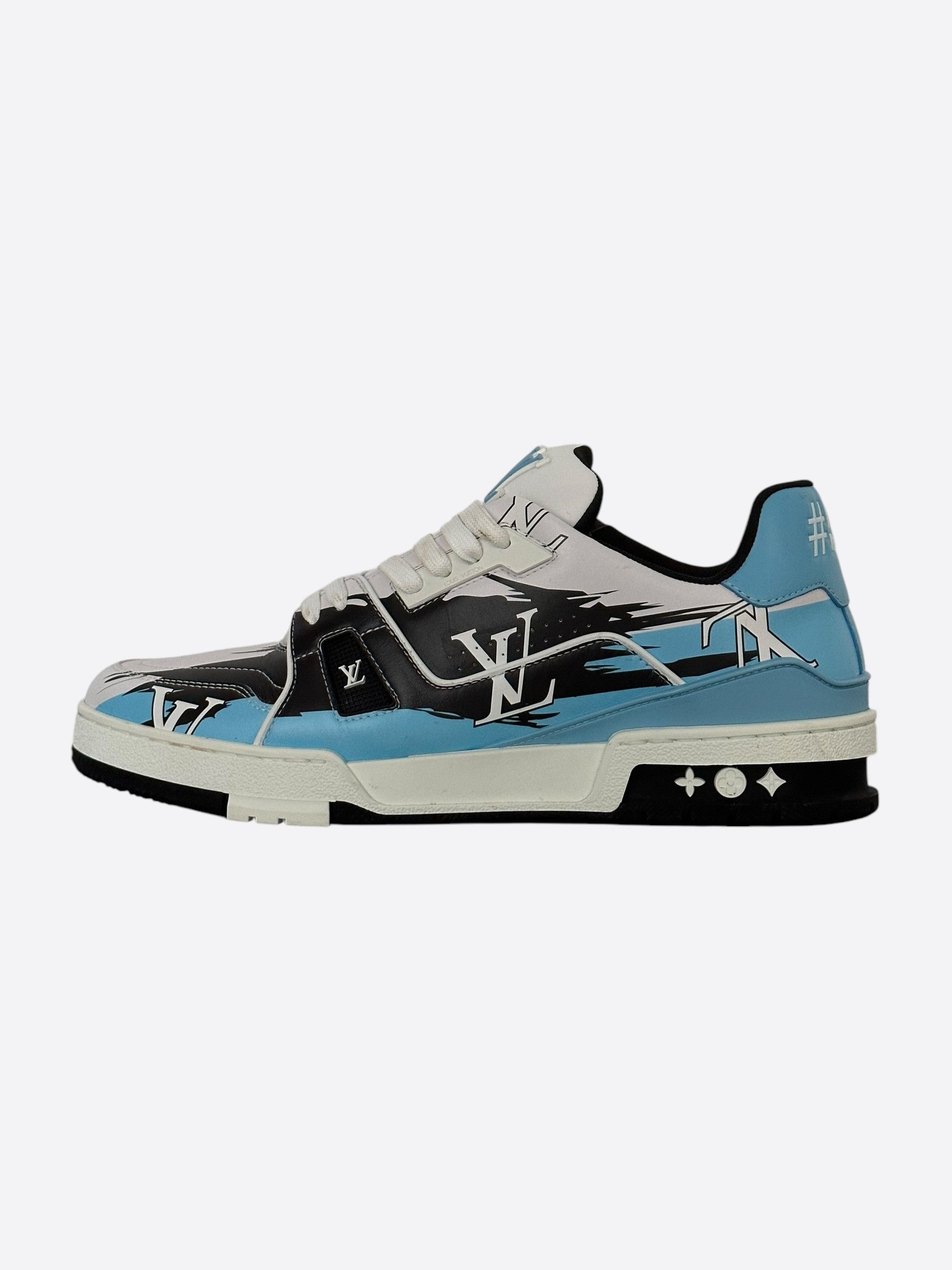 Louis Vuitton Louis Vuitton Black & Blue Logo Trainers Size US 10 / EU 43 - 4 Thumbnail