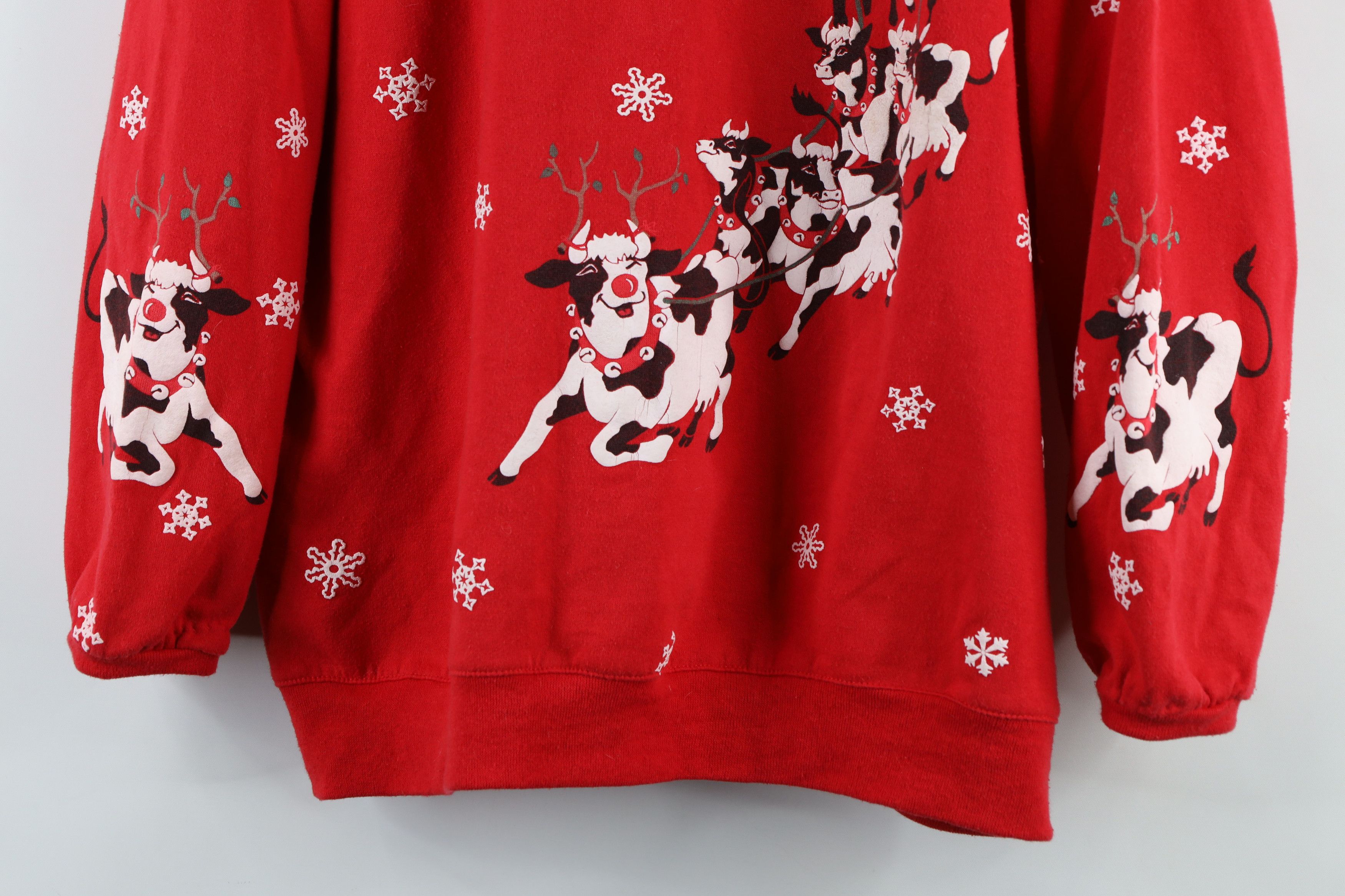 Vintage Vintage 90s Streetwear Christmas Bear Cow Sweatshirt USA Size XL / US 12-14 / IT 48-50 - 3 Thumbnail