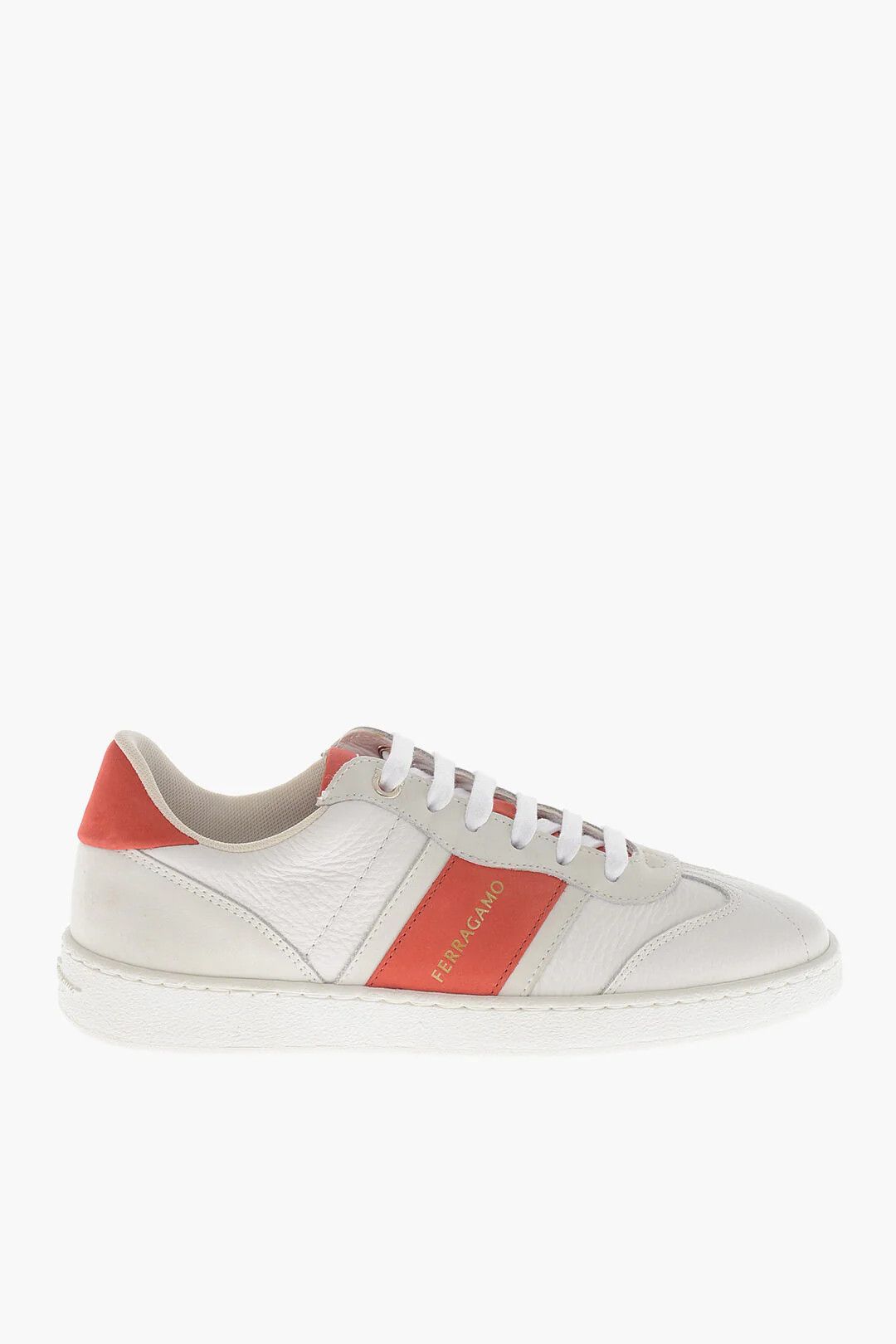 Salvatore Ferragamo og1mm0426 Hammered Leather Low-Top Sneakers in White Size US 5 / IT 35 - 1 Thumbnail