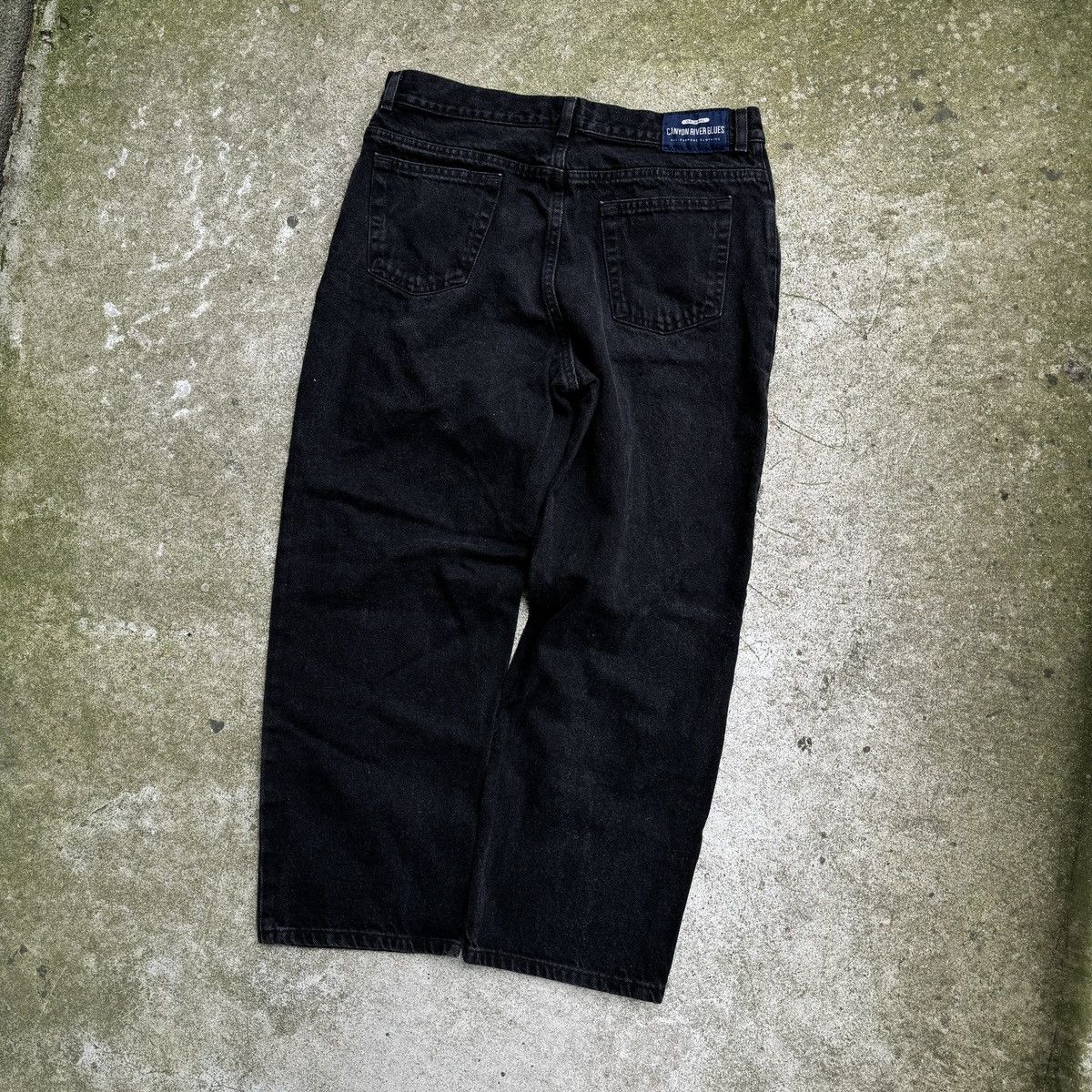 Vintage Y2K Baggy Wide Leg Black Denim Skater Jeans Size 34" / US 12 / IT 48 - 6 Thumbnail