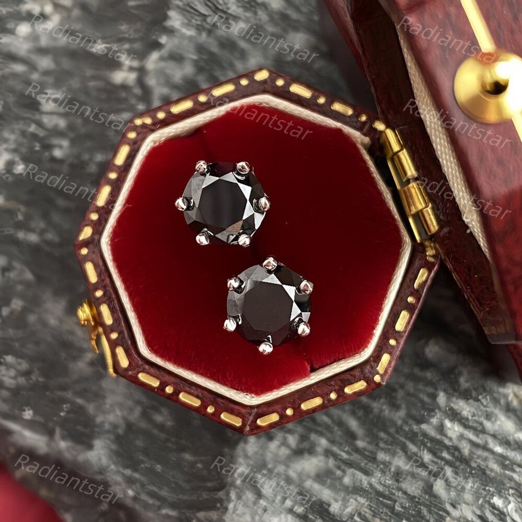 Other NEW 2ct. Black Moissanite 6 Prone Solitaire Stud Earrings Size ONE SIZE - 2 Thumbnail