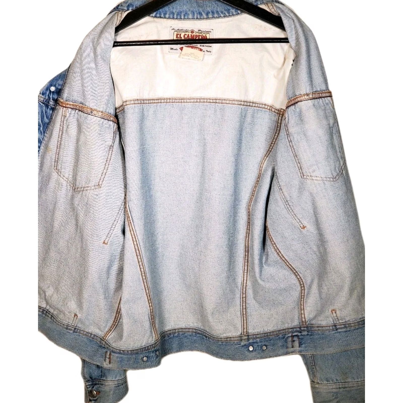 Camper VTG El Campero Denim Trucker Jacket Made in Italy Men XL Blue Regular denim jacket with pockets Size US 36 / EU 52 - 4 Thumbnail