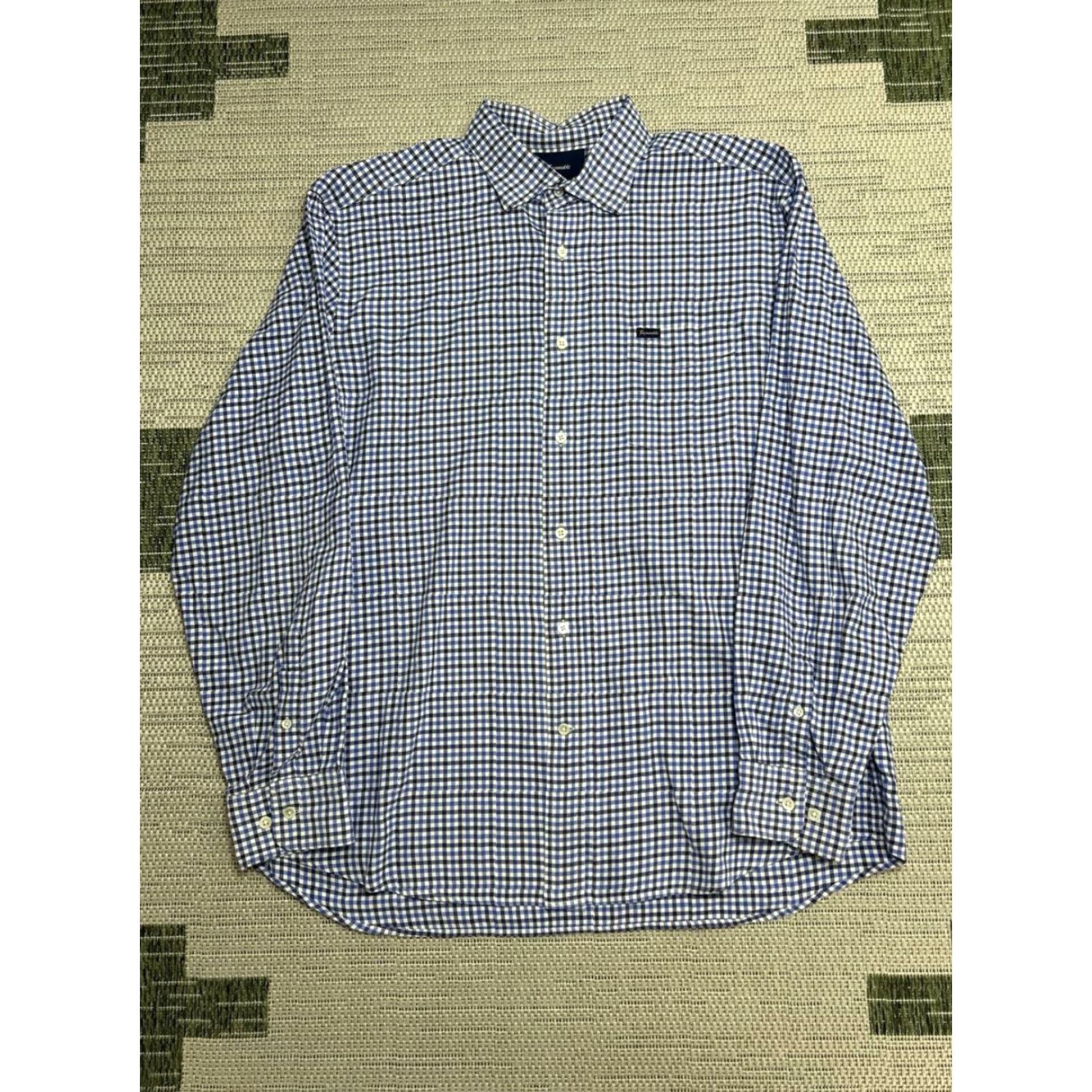 Faconnable VINTAGE Faconnable Classique Deauville Shirt Mens XL Blue Cotton Gingham Check Button Up Size US XL / EU 56 / 4 - 2 Thumbnail