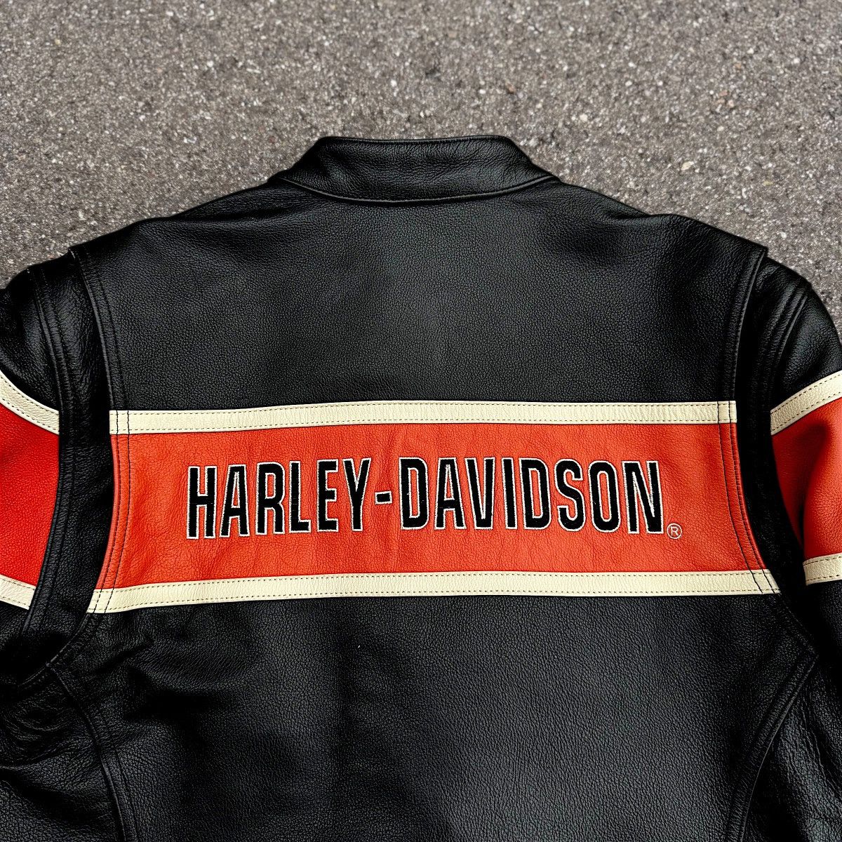Harley Davidson Leather jacket Harley Davidson black orange motorcycle usa Size L / US 10 / IT 46 - 10 Thumbnail