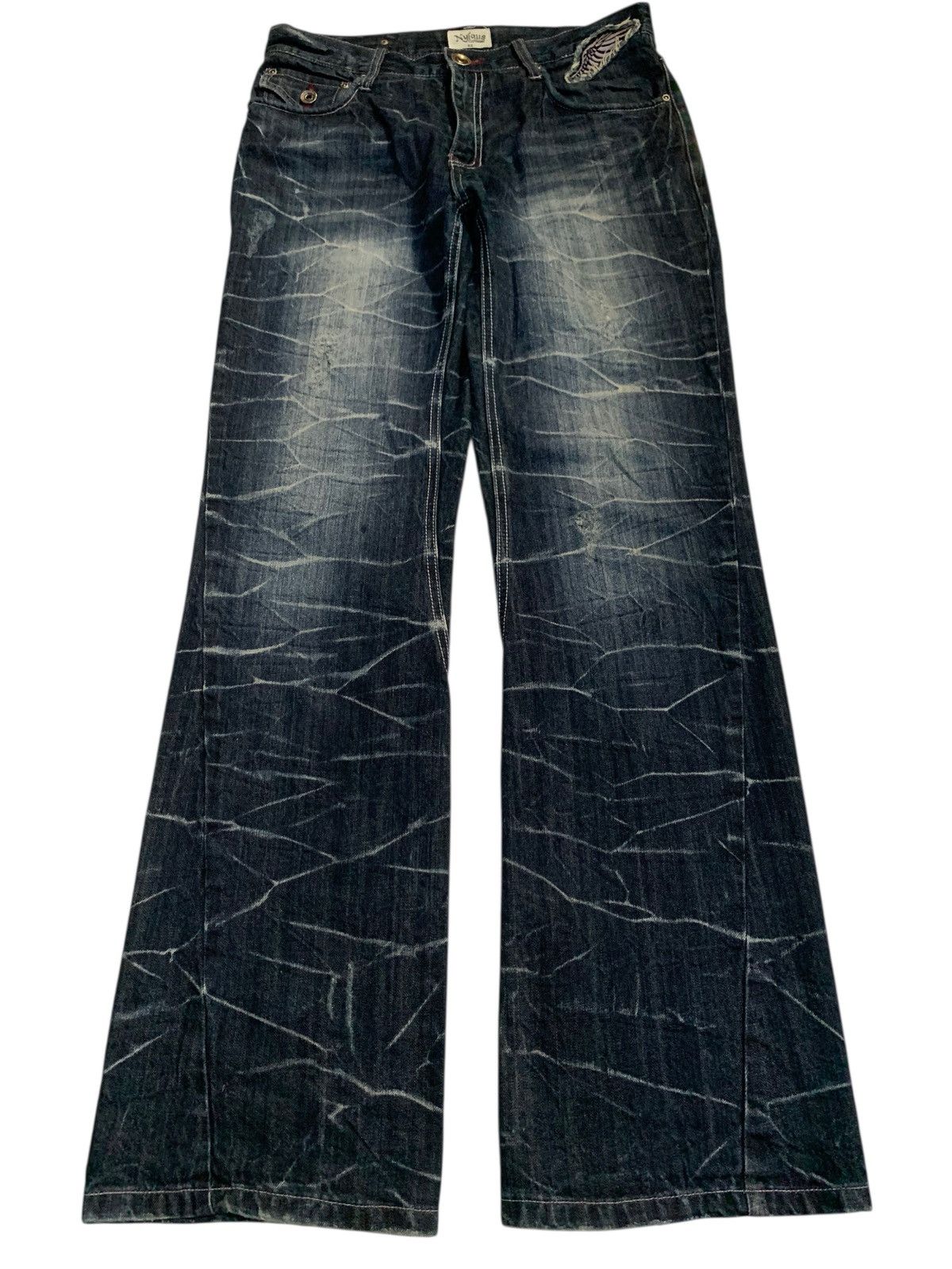 Tornado Mart FLARE💥NYLAUS JEANS RUSTY PUNK STYLE DISTRESSED DENIM Size US 31 - 1 Thumbnail