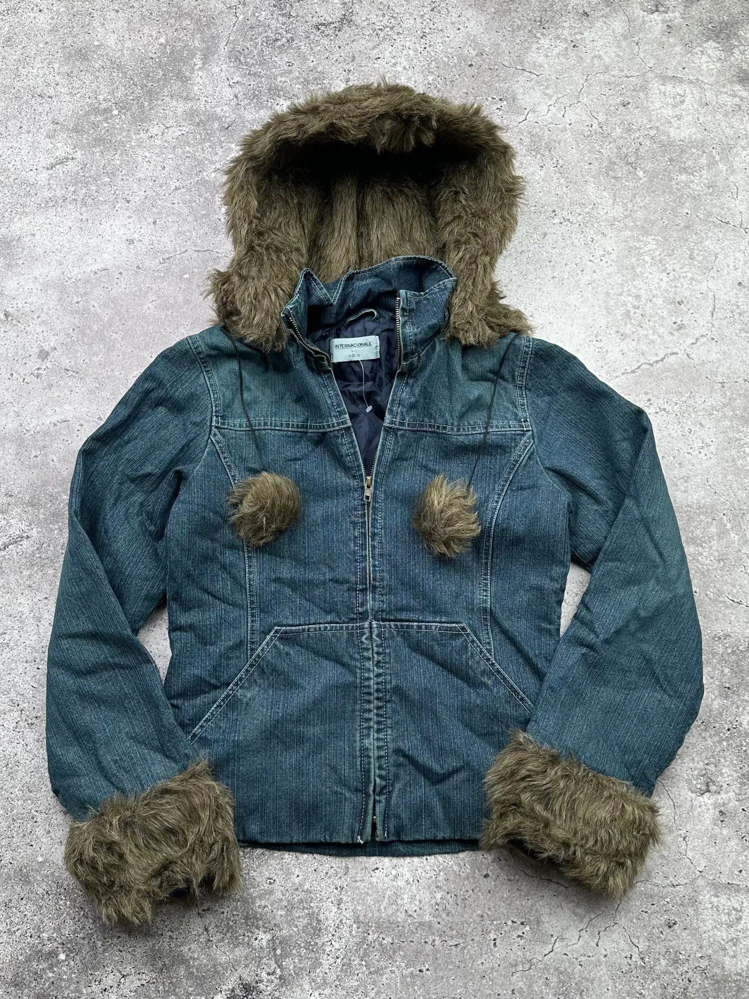 Japanese Brand Vintage Faux Fur Denim Jacket C607(V77) Size M / US 6-8 / IT 42-44 - 1 Thumbnail