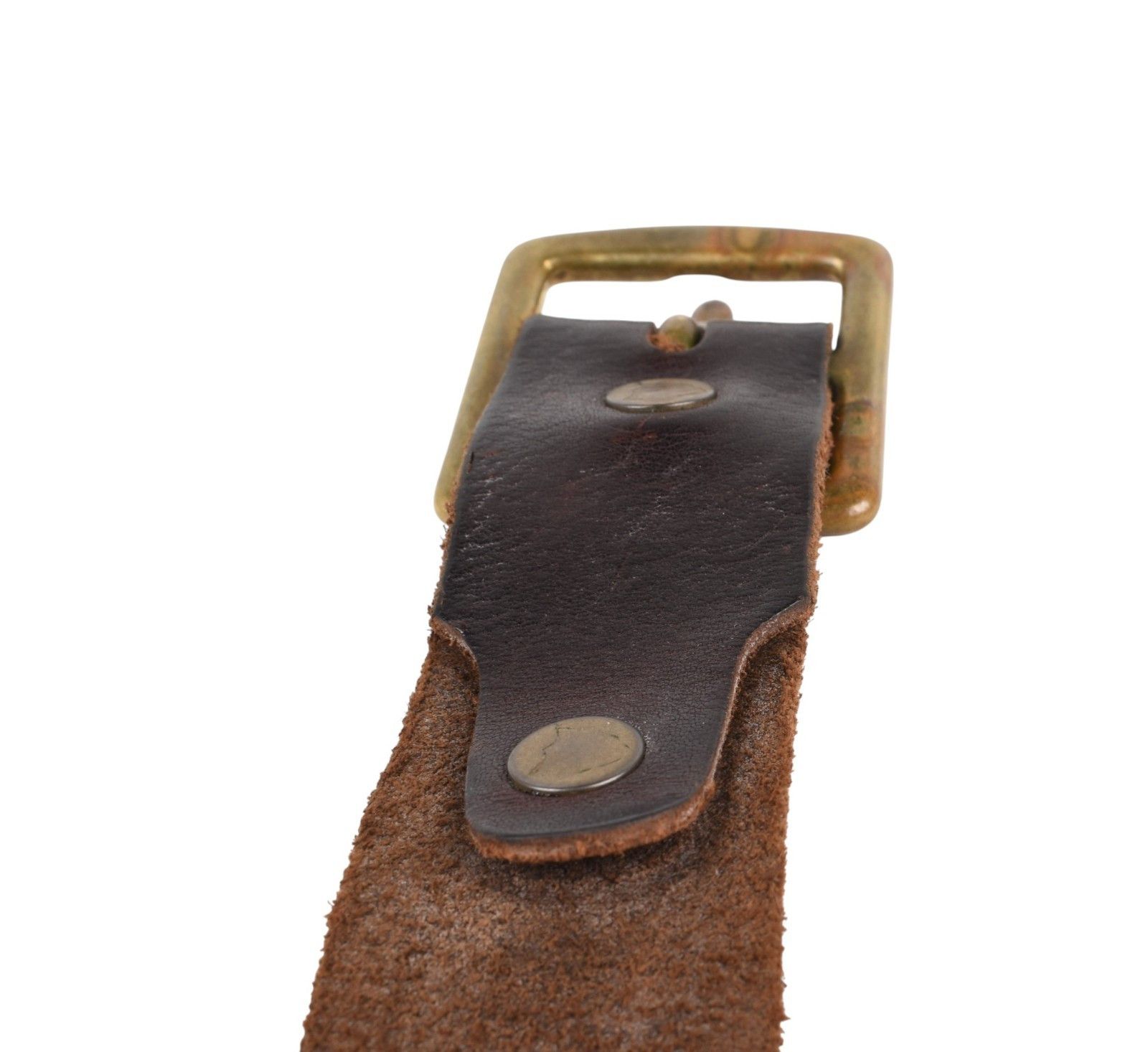 Hollywood Trading Company HTC Men Belt Metal and Leather Men Belt L Size 40 - 6 Thumbnail