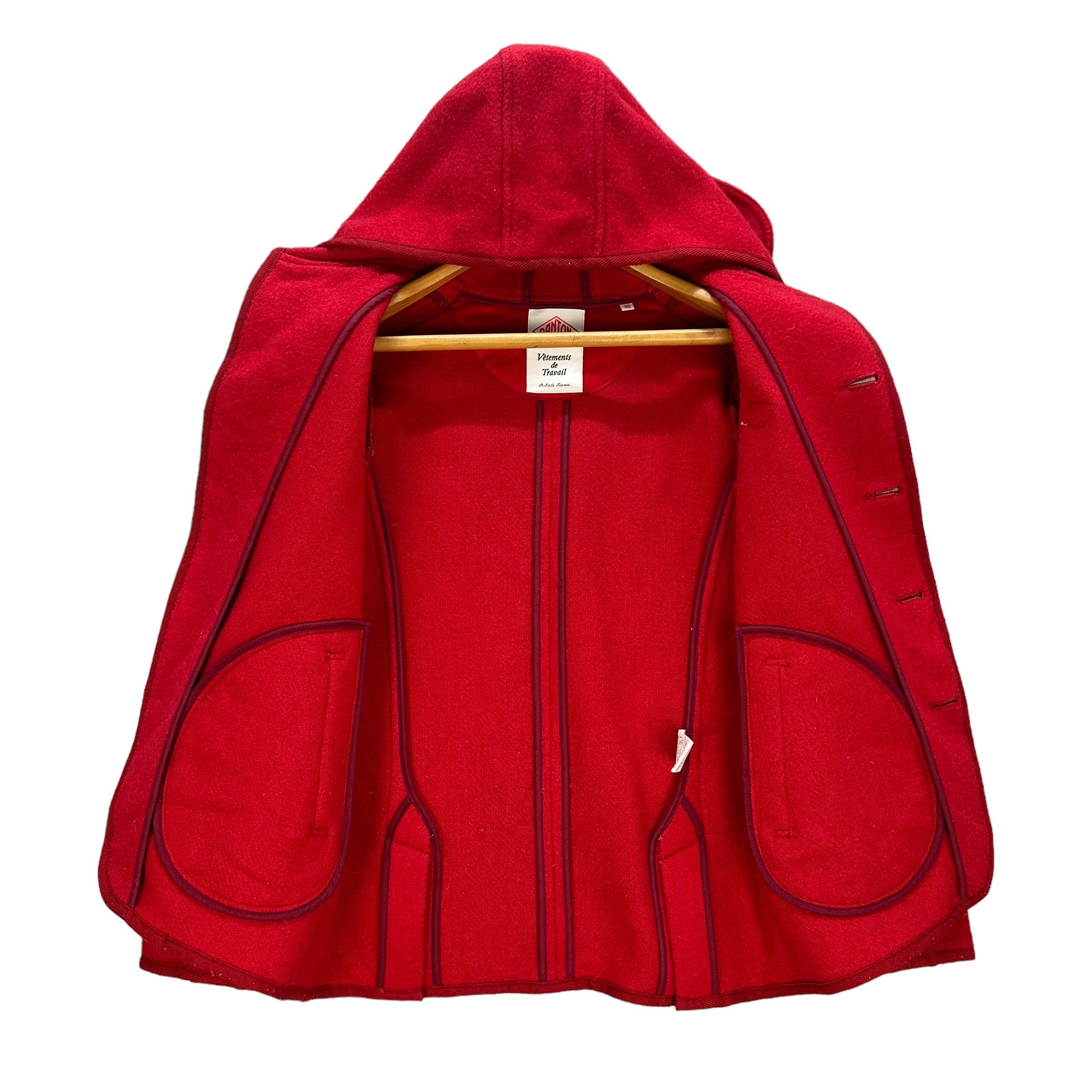 Danton DANTON RED WOOL HOODED COAT JACKET #8813-028 Size US XS / EU 42 / 0 - 7 Thumbnail