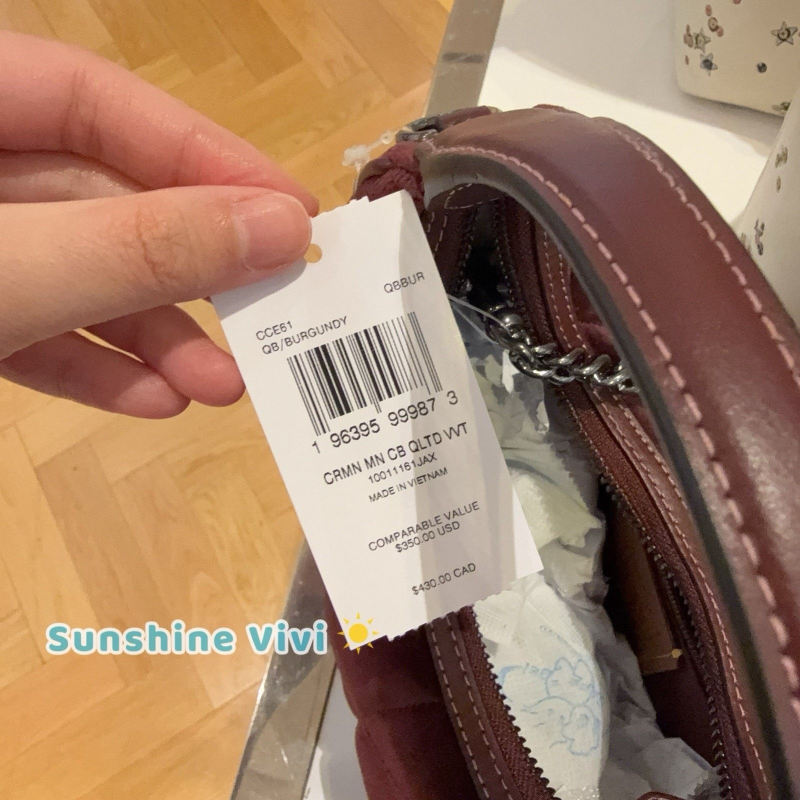 Coach NWT Coach Carmen Mini Crossbody Bag Quilting CCE61 Burgundy Size ONE SIZE - 7 Thumbnail