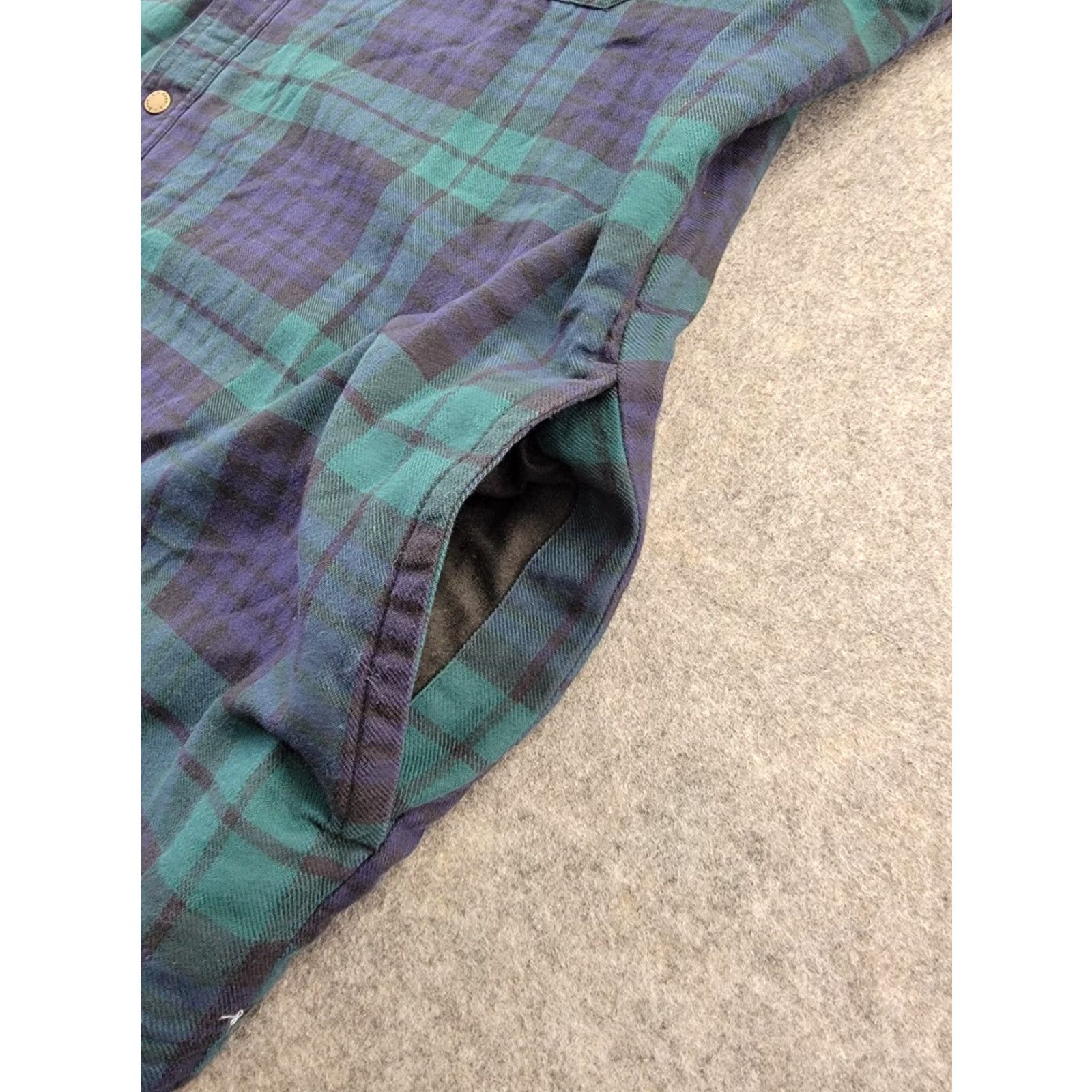 Vintage VINTAGE LL Bean Shirt Mens 3XL Green Blue Plaid Fleece Lined Hooded Snap Front Flannel Size US XXL / EU 58 / 5 - 7 Thumbnail
