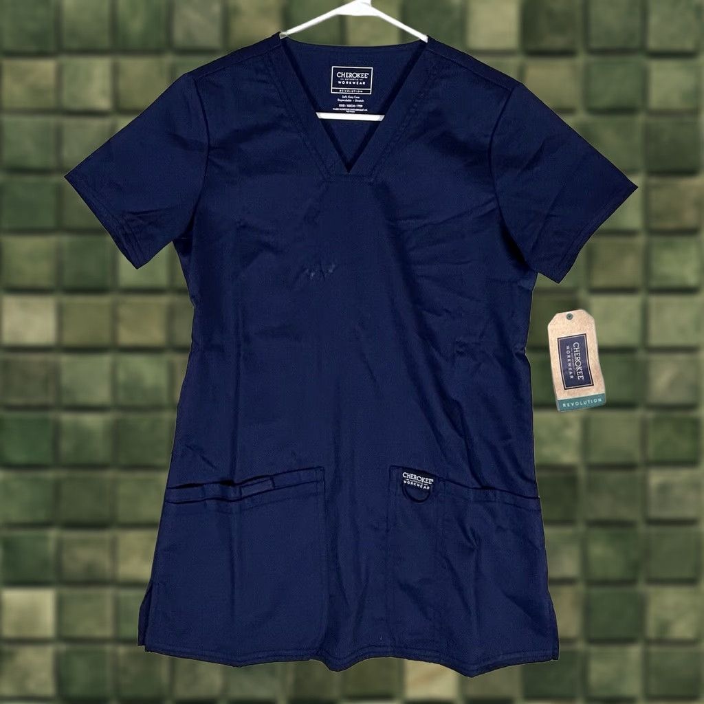 Cherokee Cherokee Scrub Top Blue 2XS Women Flawed Pockets Modern Classic Medical Size XXS / US 00 / IT 34 - 1 Thumbnail
