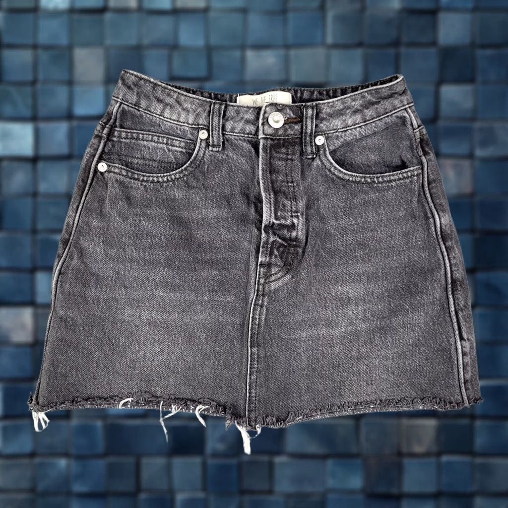 Free People Free People Skirt Womens 24 Gray the denim mini cotton Size Size 42" / US 20 - 1 Thumbnail