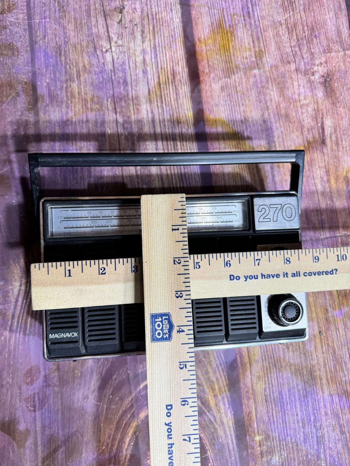 Designer Magnavox 270 Vintage AM/FM Radio Black Retro Works Battery Size ONE SIZE - 11 Thumbnail