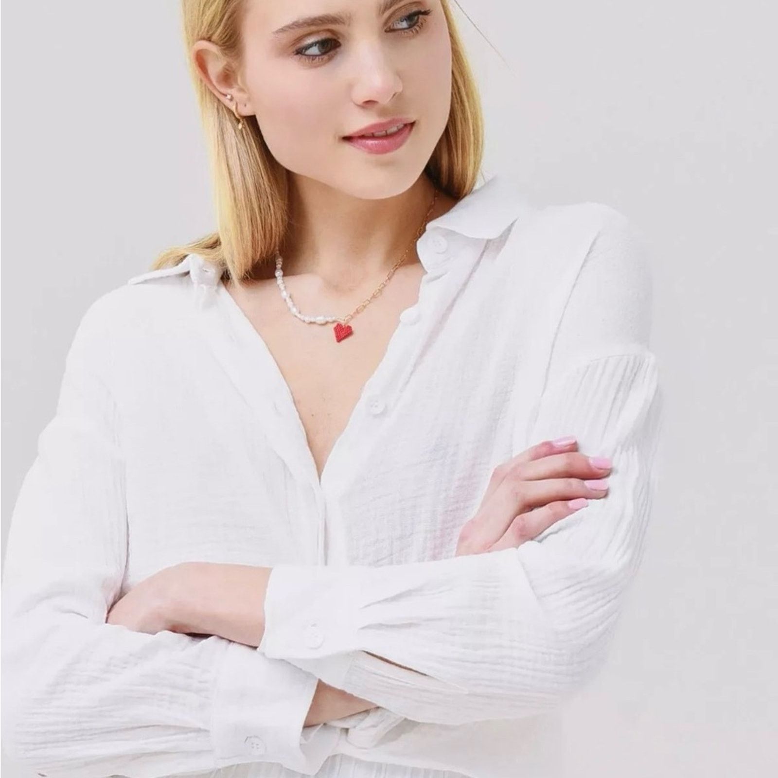 MONROW New Monrow White Cotton Gauze Button Down Small $128 Size S / US 4 / IT 40 - 2 Thumbnail