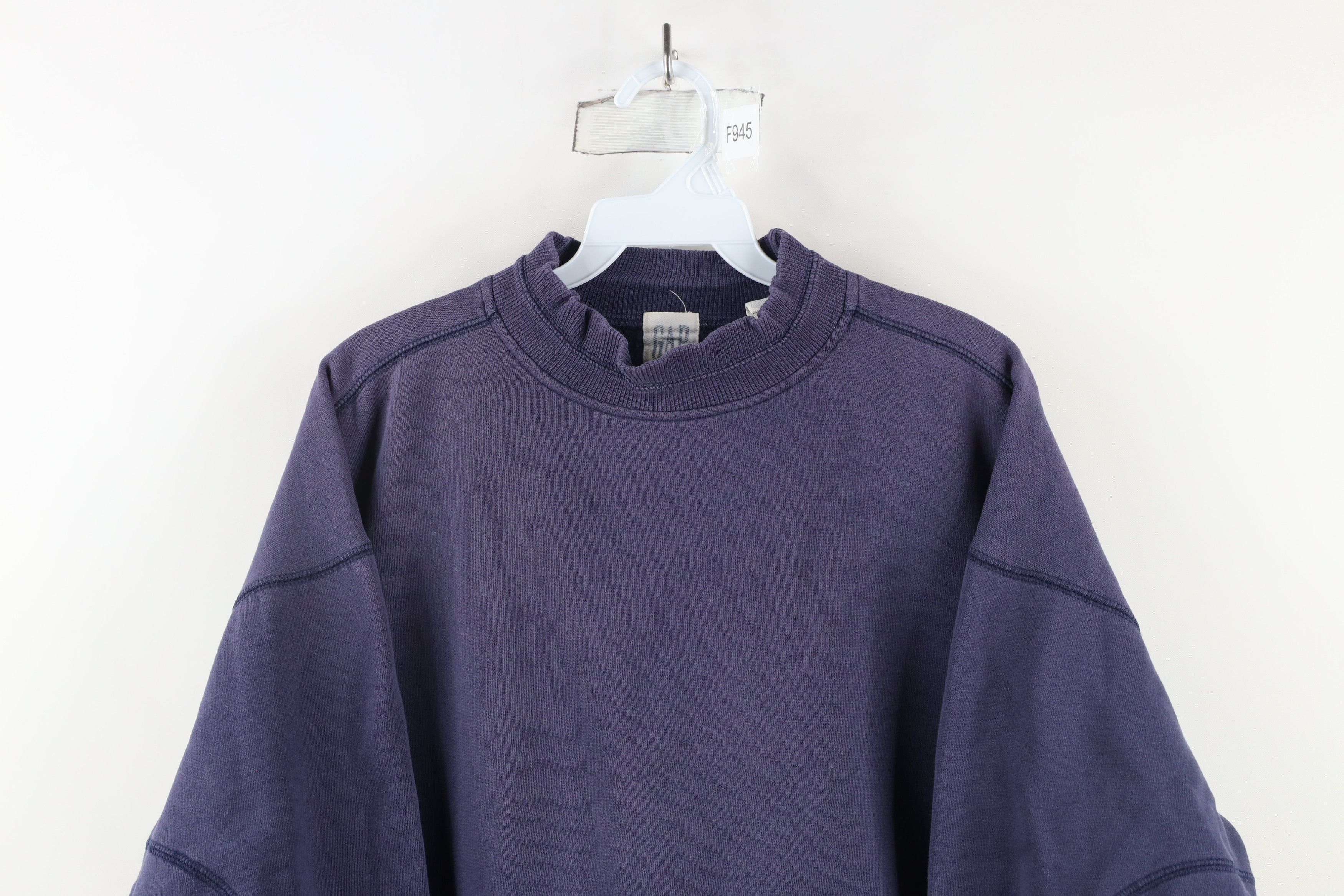 Gap × Vintage Vintage 90s Gap Blank Oversized Mock Neck Sweatshirt Purple Size S / US 4 / IT 40 - 2 Thumbnail