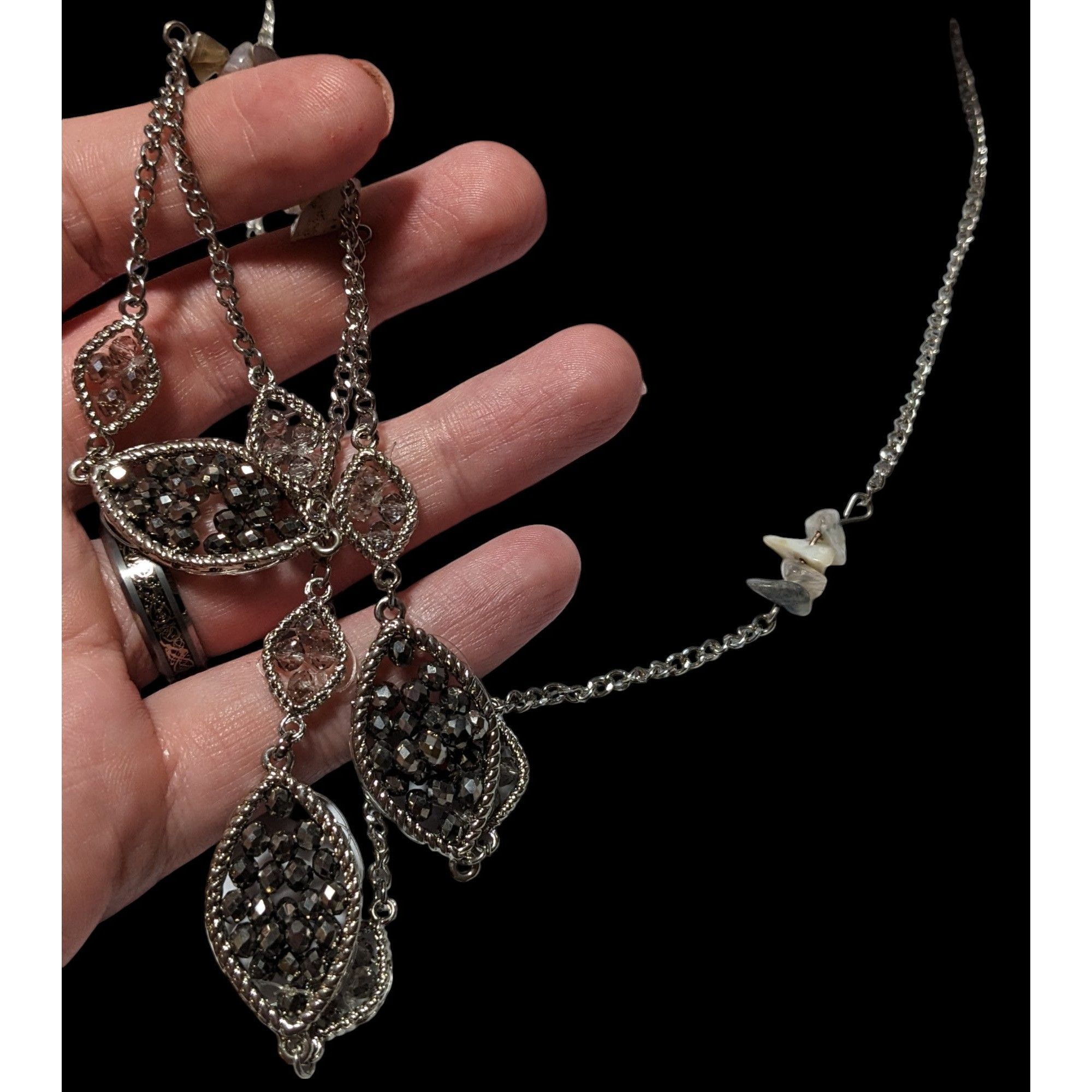 Other Y2K Silver Glass Gemstone Chip Station Necklace Size ONE SIZE - 4 Thumbnail