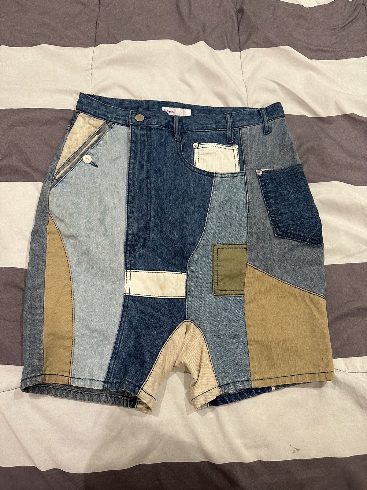Ne Net Japanese Denim Patchwork Shorts