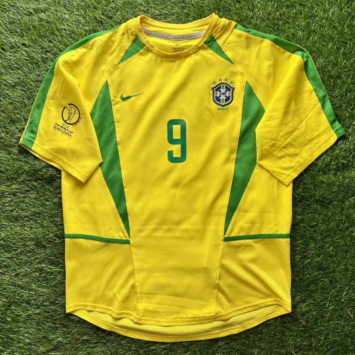 Brazil Home Jersey World Cup 2002 Ronaldo #9 Soccer Jersey