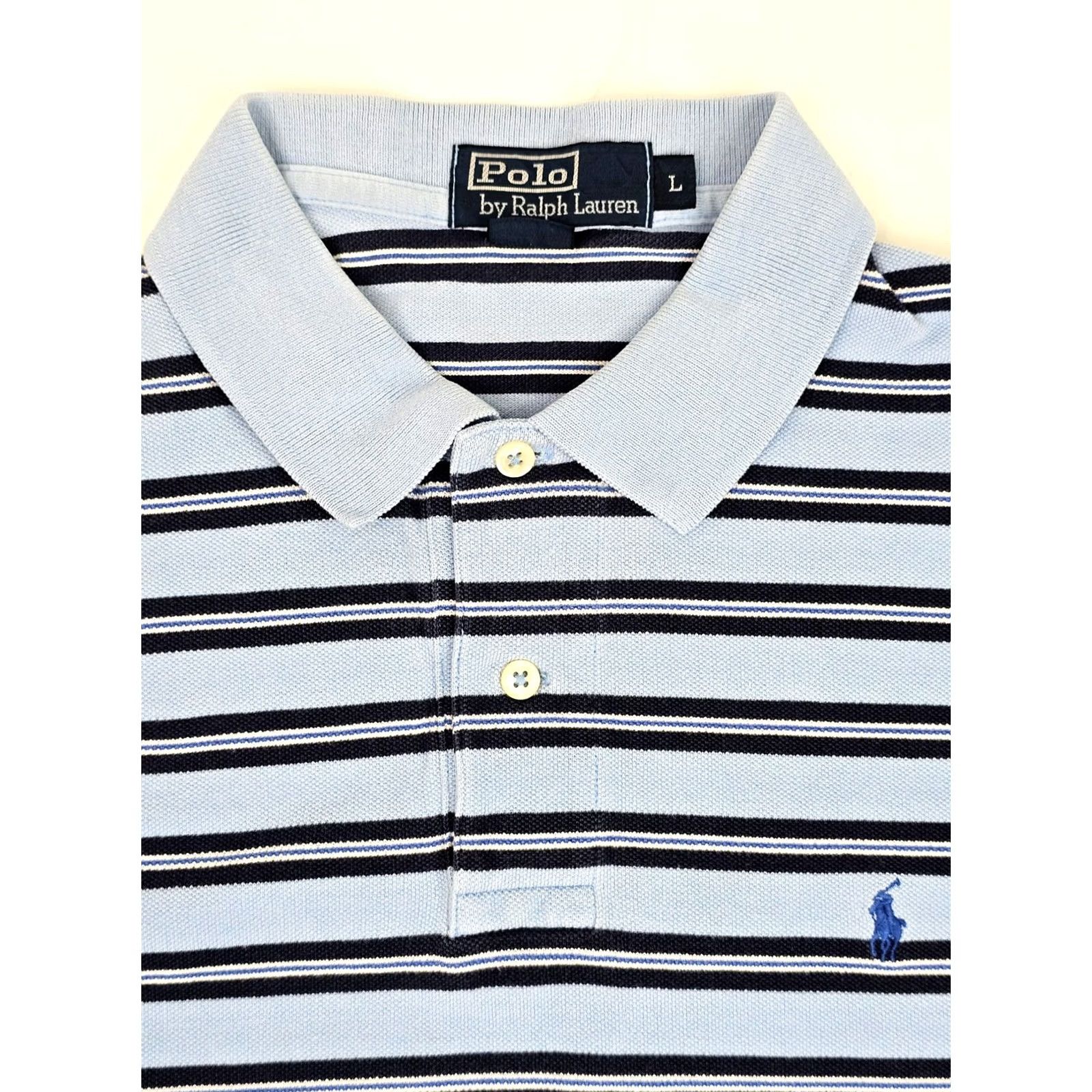 Polo Ralph Lauren VINTAGE Polo Ralph Lauren Polo Shirt Men L Blue Striped Embroidered Pony Polo Shirt Mens Large 90s Y2K Modern Classic Size US L / EU 52-54 / 3 - 3 Thumbnail