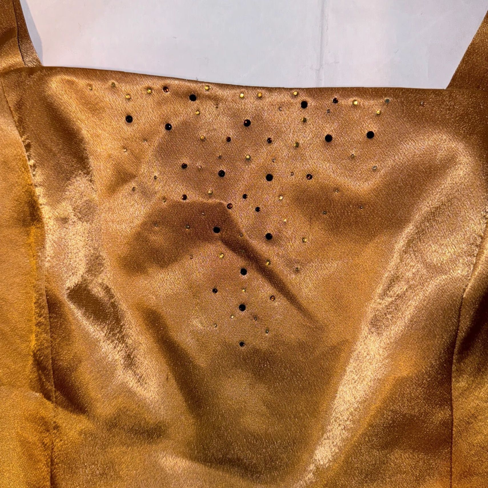 Vintage Louise Ricci Yellow Satin Sleeveless Sequin Tank Shirt 16 Women Regular Casual Strap Wide Strap Zipper Lined Collarless Size XXL / US 16-18 / IT 52-54 - 2 Thumbnail