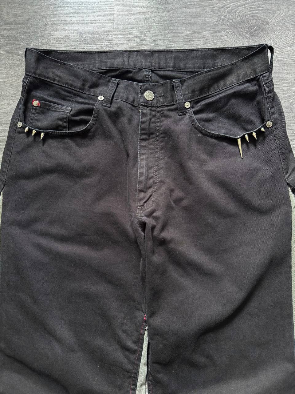 Japanese Brand Y2K Reworked Denim Jeans Spikes Panelled Distressed Wide Size US 32 / EU 48 - 4 Thumbnail