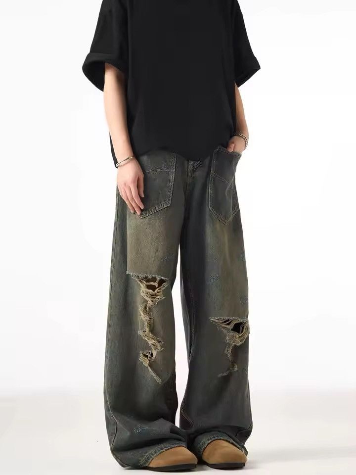 Other Washed Streetwear Hole Outdoor Baggy Y2k Jeans Size 27" / US 4 / IT 40 - 2 Thumbnail