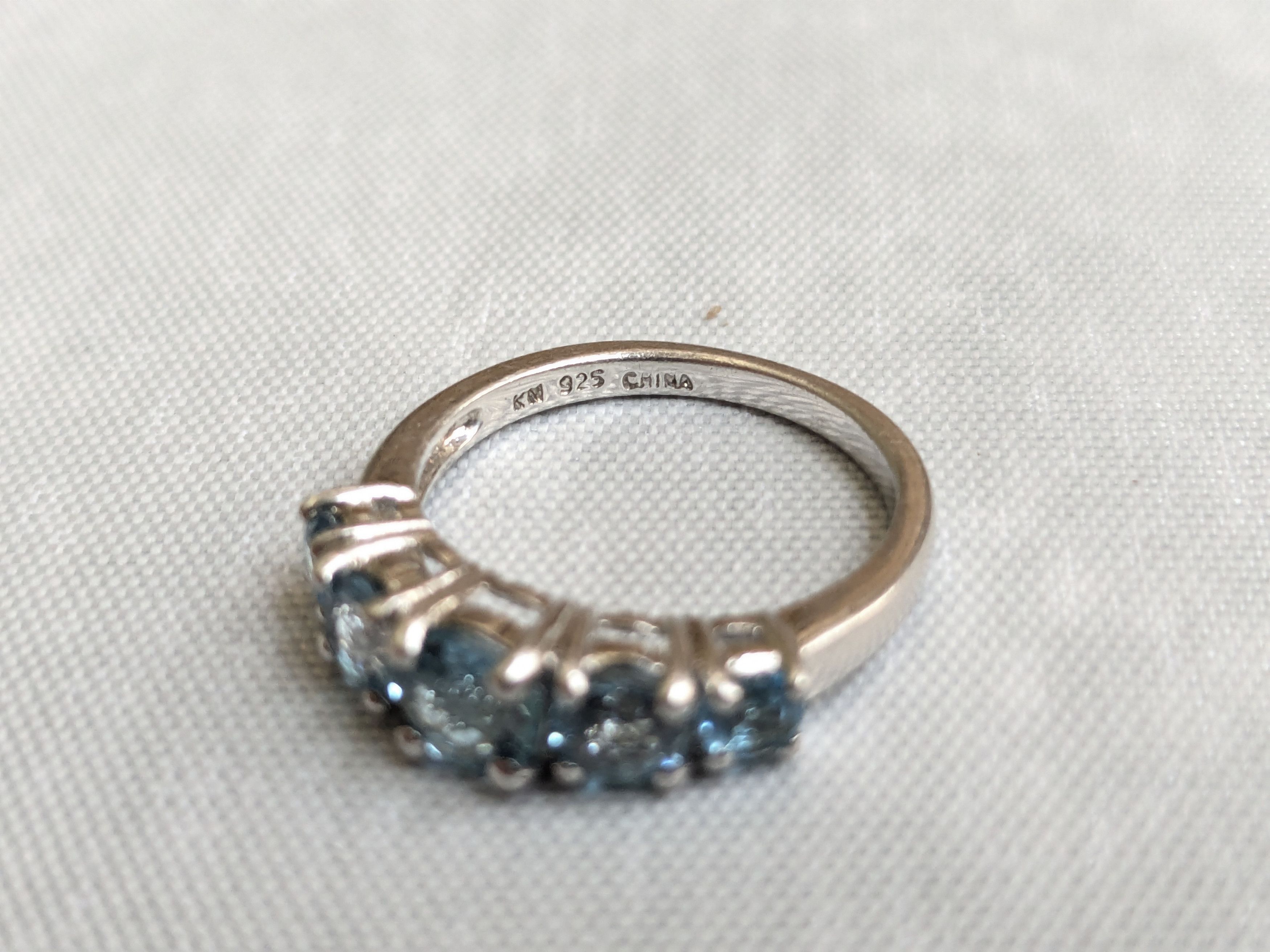 Jewelry Vintage Sterling Silver Ring Blue Topaz 6.75 Size ONE SIZE - 5 Thumbnail