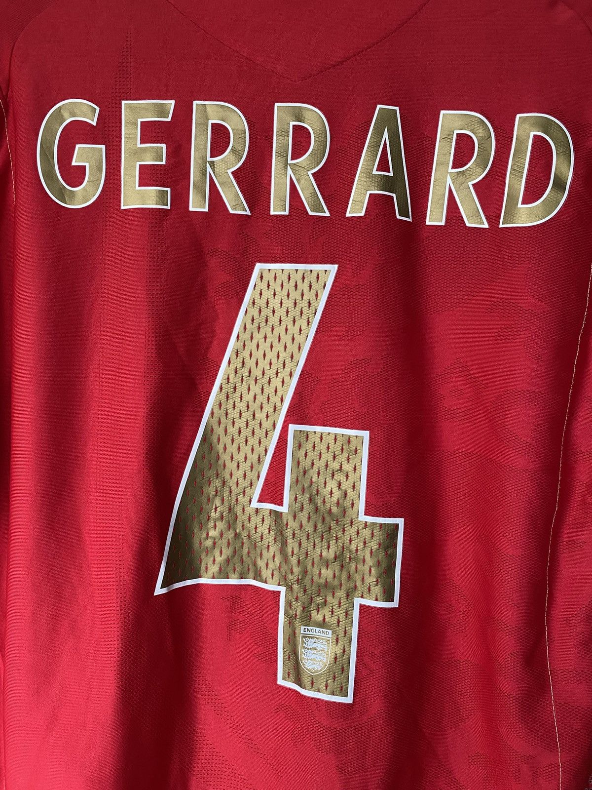 Umbro England National Team Gerrard 4 Red Away Jersey Three Lions Size US M / EU 48-50 / 2 - 5 Thumbnail