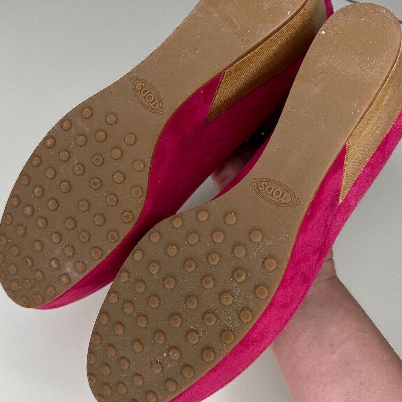 Tod's Tod's Pink Suede Ankle Strap Round Toe Wedge Shoes 38 / 8 Size US 8 / IT 38 - 9 Thumbnail