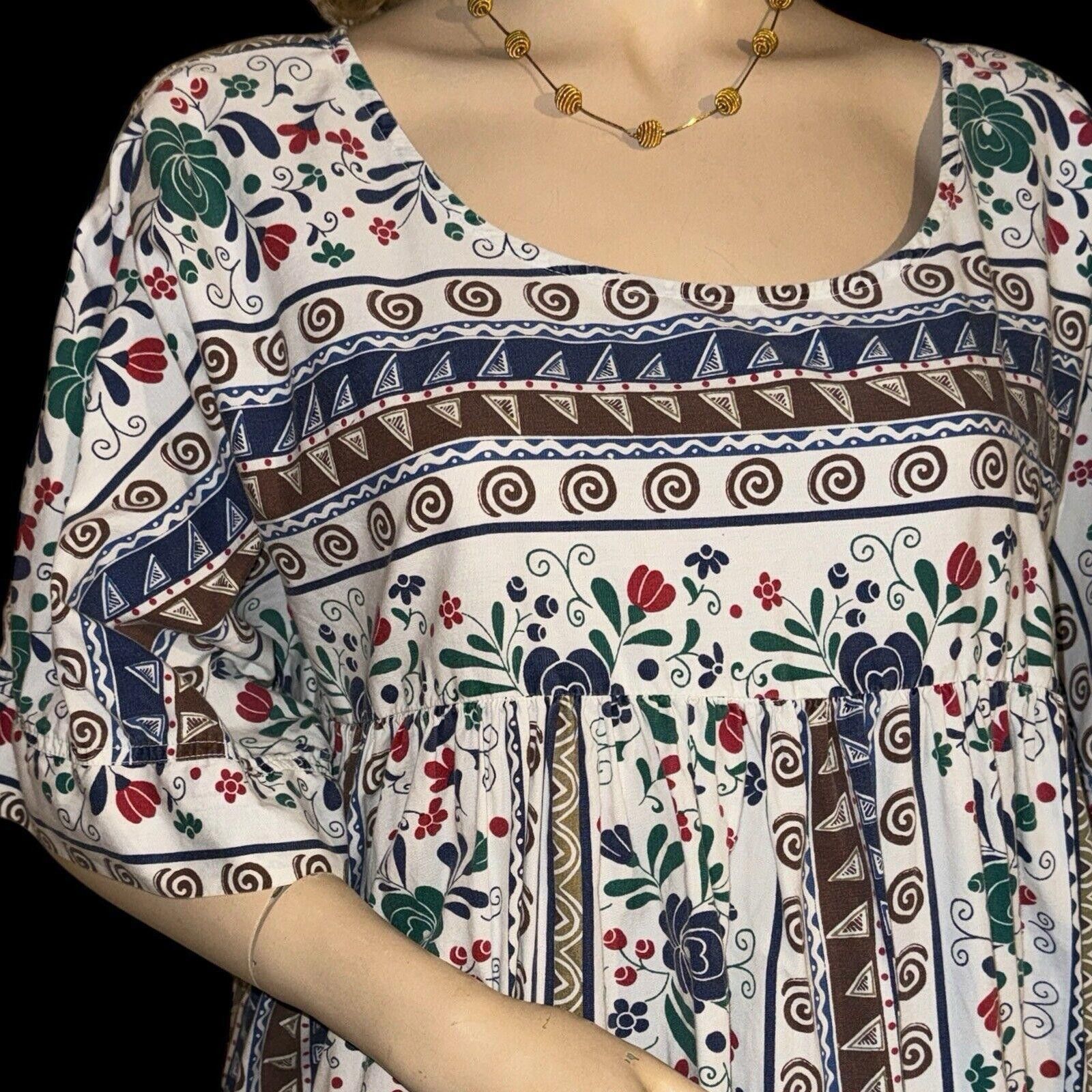 Designer Vintage Go Softly Patio Dress Size 1X 2X Floral Print Size XL / US 12-14 / IT 48-50 - 2 Thumbnail