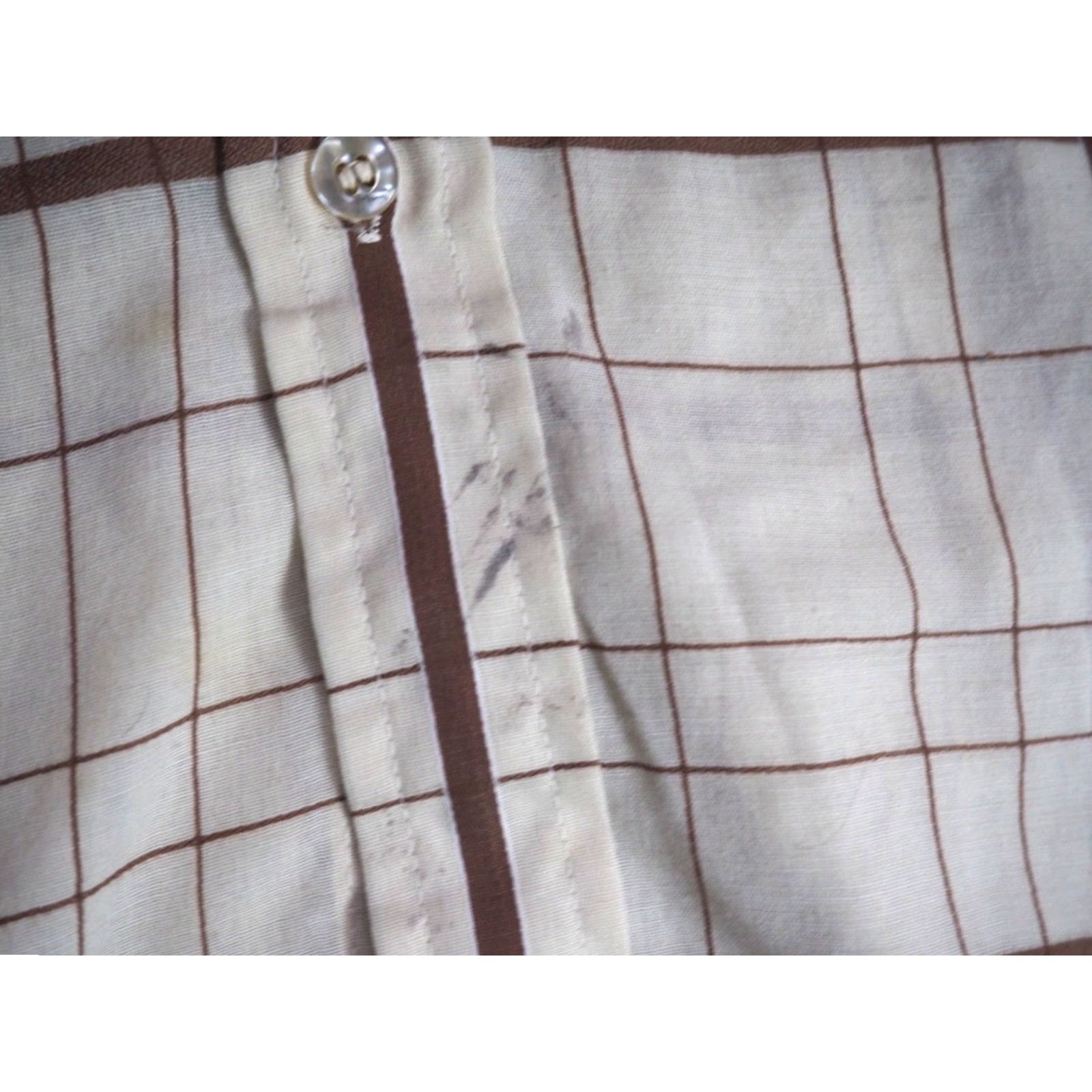Vintage VTG 70s Euro Taper Brown Beige Plaid Disco Hippy Pocket Button Shirt Mens M Size US M / EU 48-50 / 2 - 7 Thumbnail