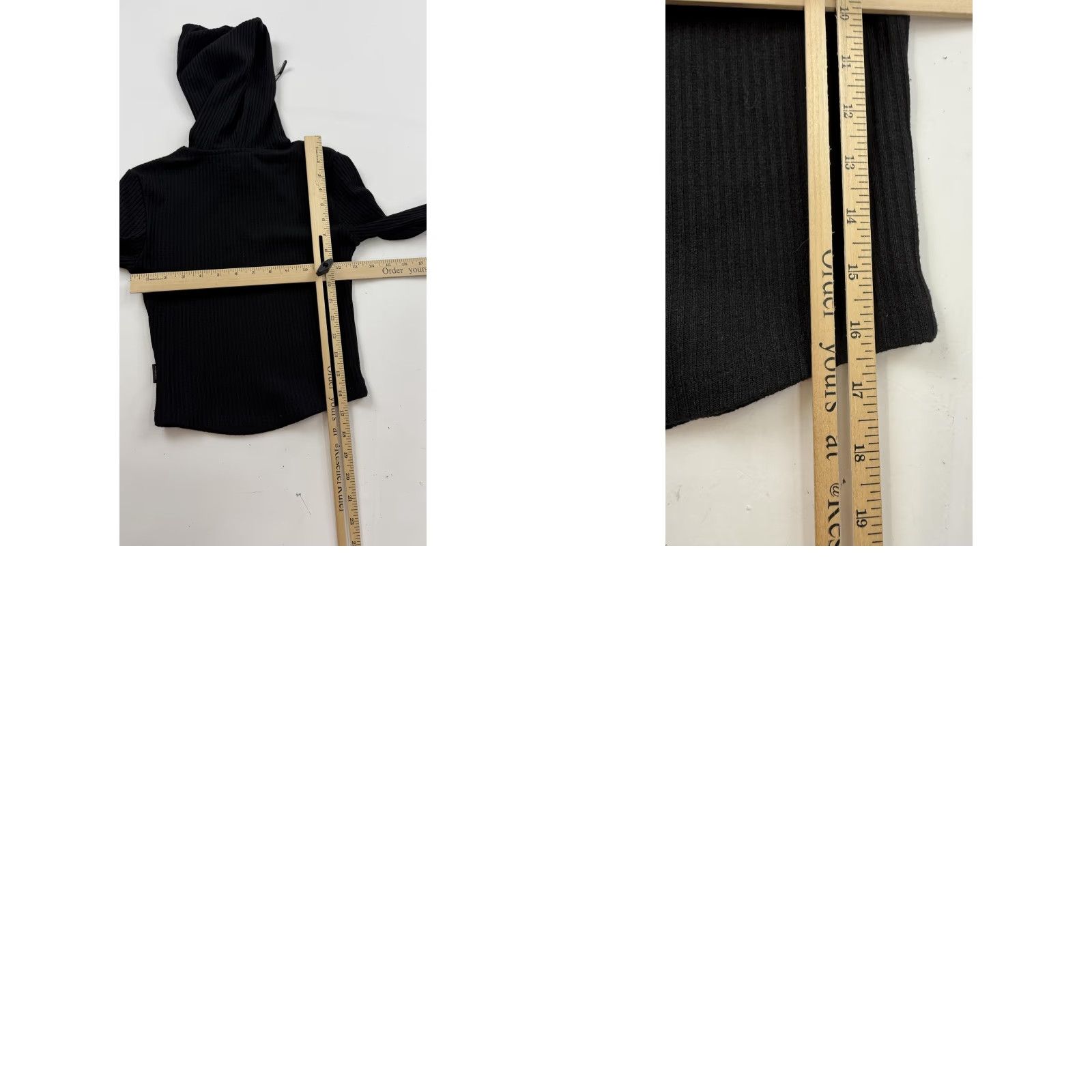 Vintage VINTAGE? No. Stronger Hoodie Womens Small Black Ribbed Knit Cropped Long Sleeve Pullover Size S / US 4 / IT 40 - 8 Thumbnail